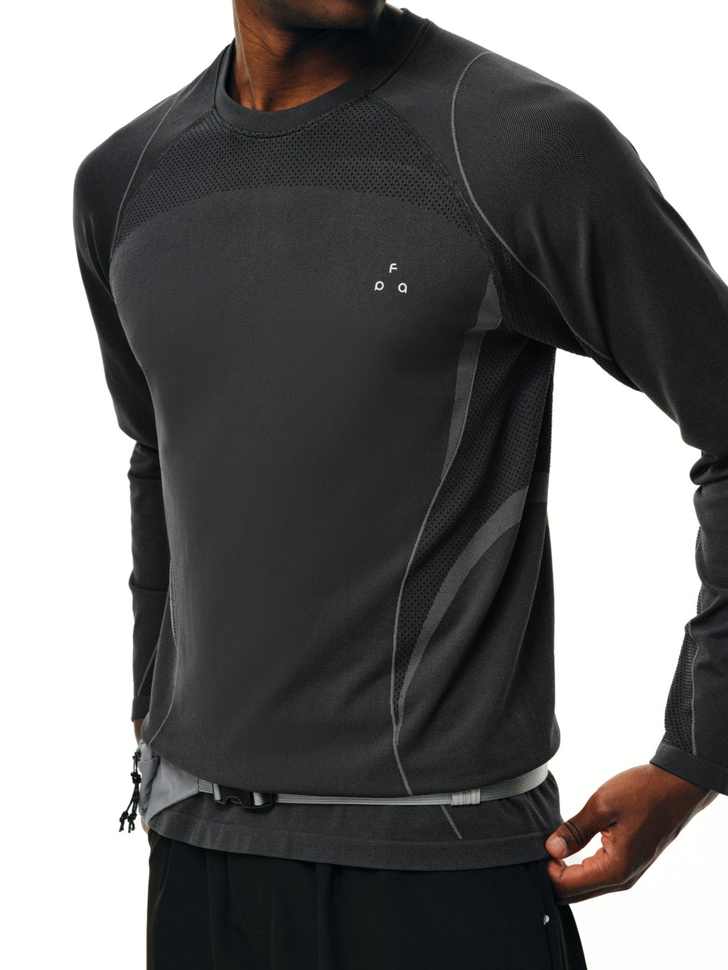 FPA Textured Knit Athletic T-Shirt – Long Sleeve Crew Neck for Outdoor Fitness & Running (Spring/Autumn)