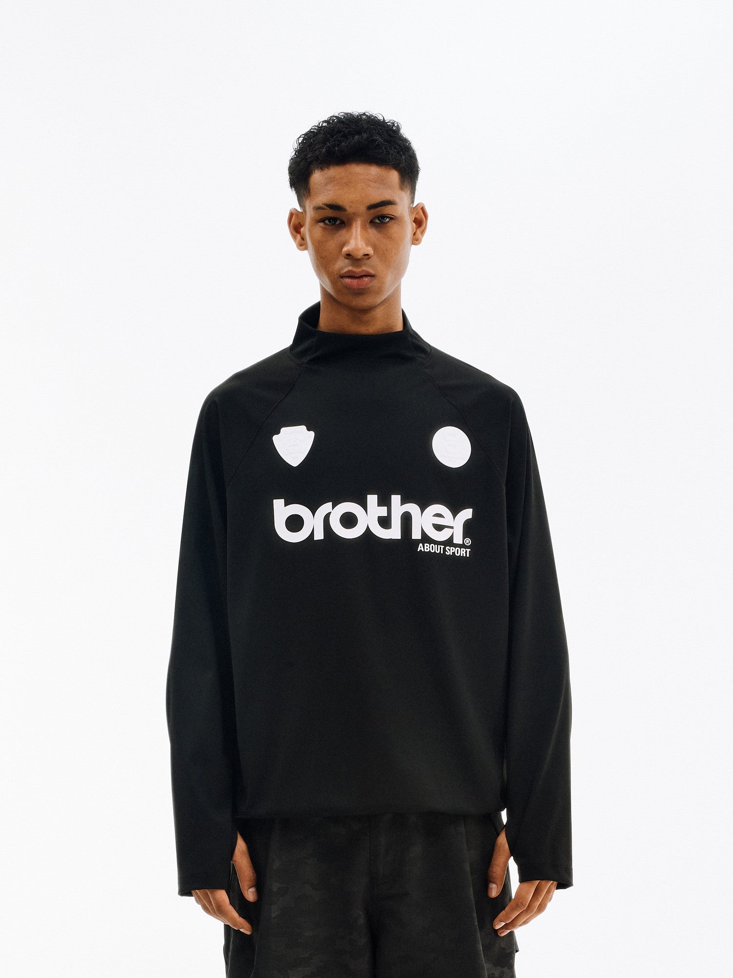 FPA Moisture-Wicking Paneled Long Sleeve – Chinese Streetwear Loose-Fit Unisex Semi-Turtleneck Black T-Shirt