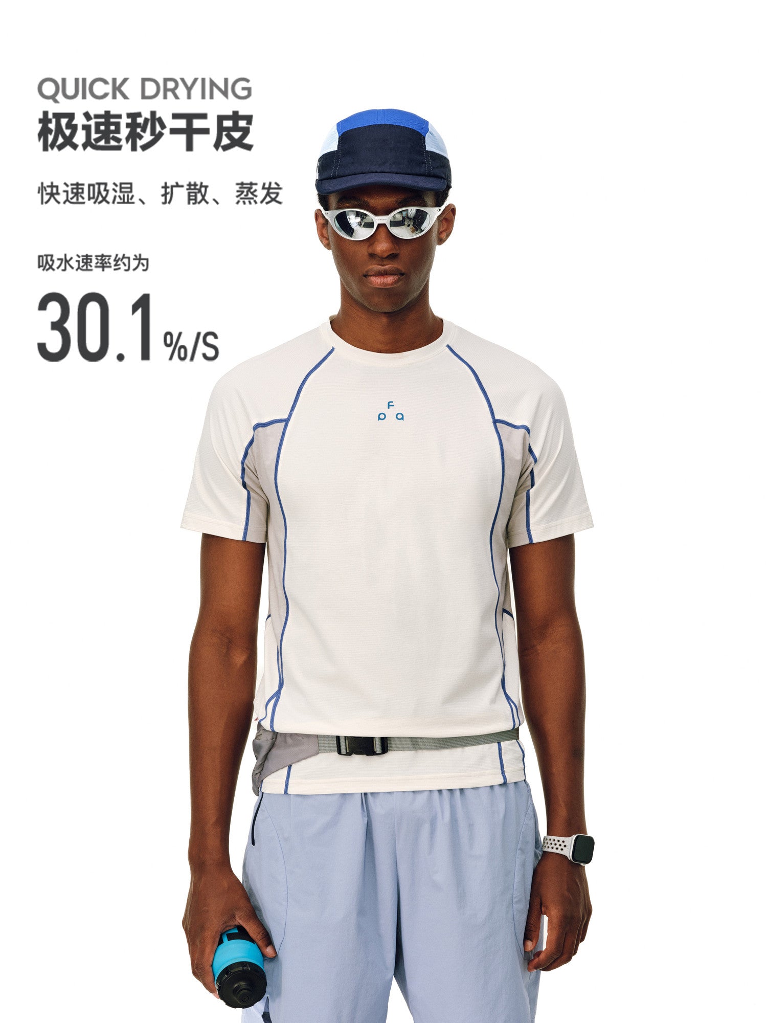 FPA Breathable Quick-Dry Lightweight Color-Block Contrast Stitch Fitness Running Short Sleeve Summer Casual Crew Neck T-Shirt for Men