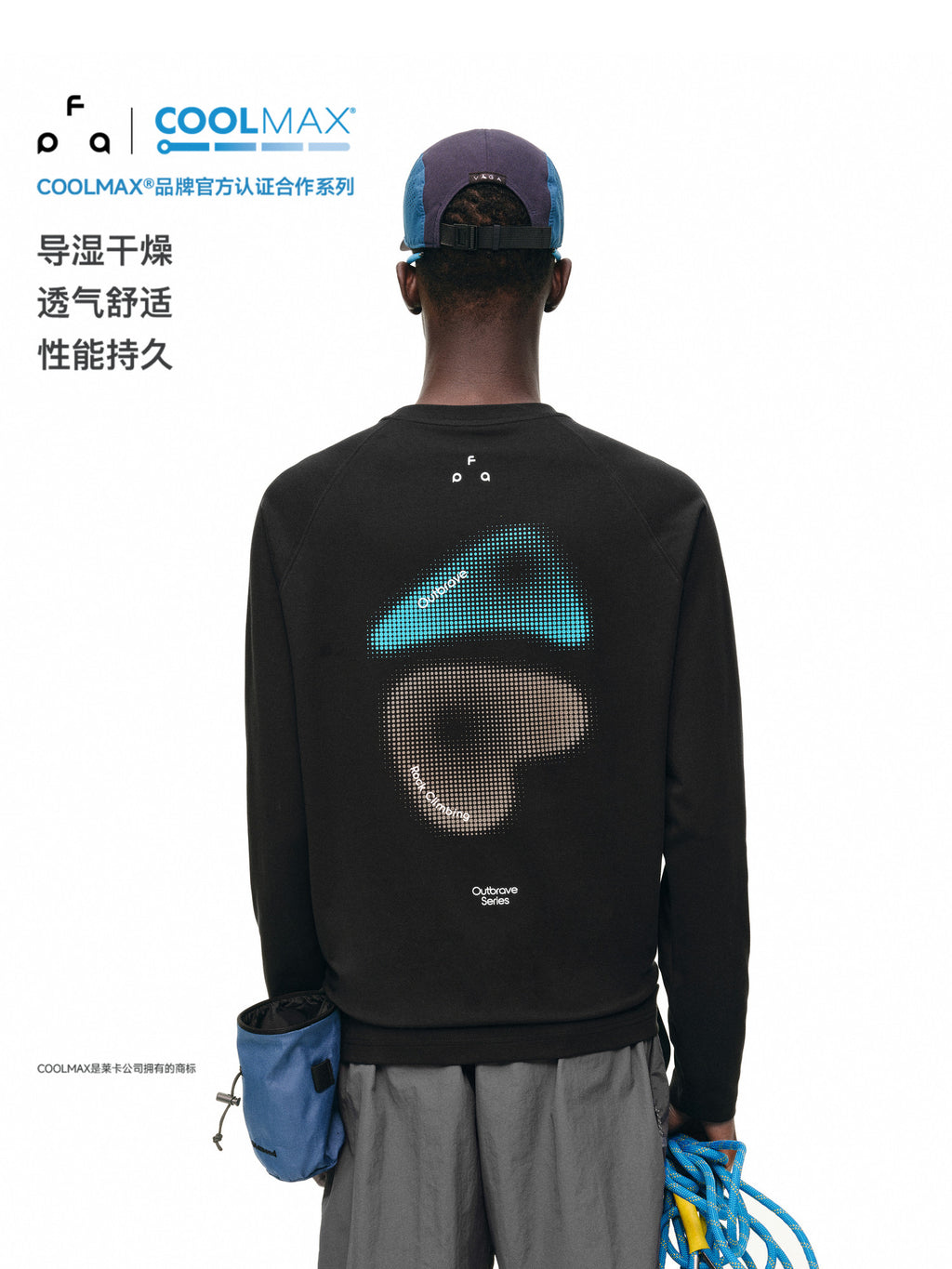 FPA Polka Dot Climbing Graphic Sports T-Shirt - Autumn Outdoor Sports Fitness COOLMAX Breathable Crew Neck Long Sleeve for Men