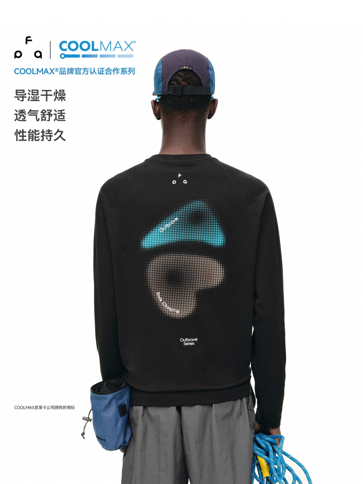 FPA Polka Dot Climbing Graphic Sports T-Shirt - Autumn Outdoor Sports Fitness COOLMAX Breathable Crew Neck Long Sleeve for Men