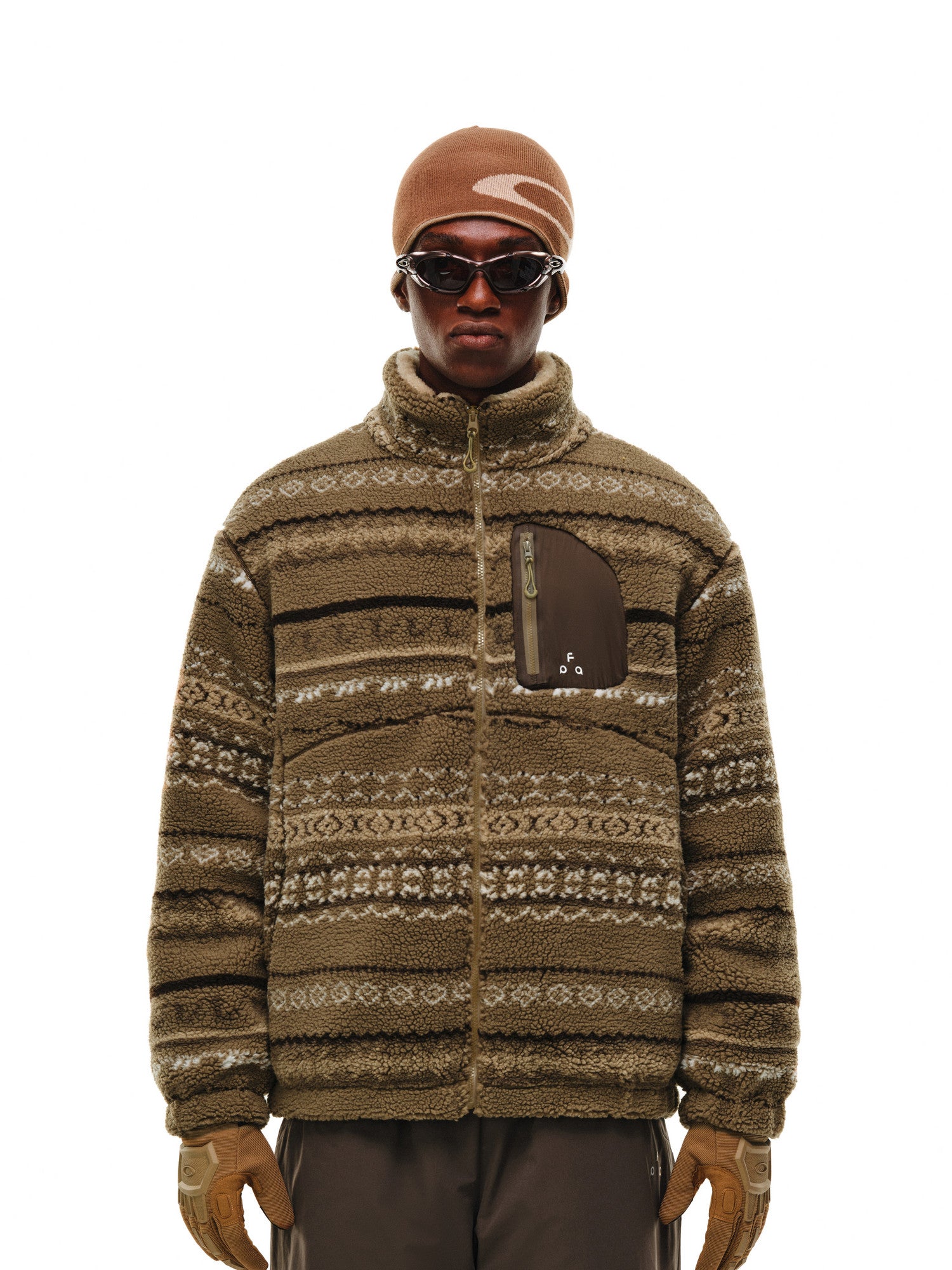 FPA Lambswool Collar Fair Isle Ethnic Style Herringbone 3M Cotton Jacket 2026 New Casual Retro Cotton Coat