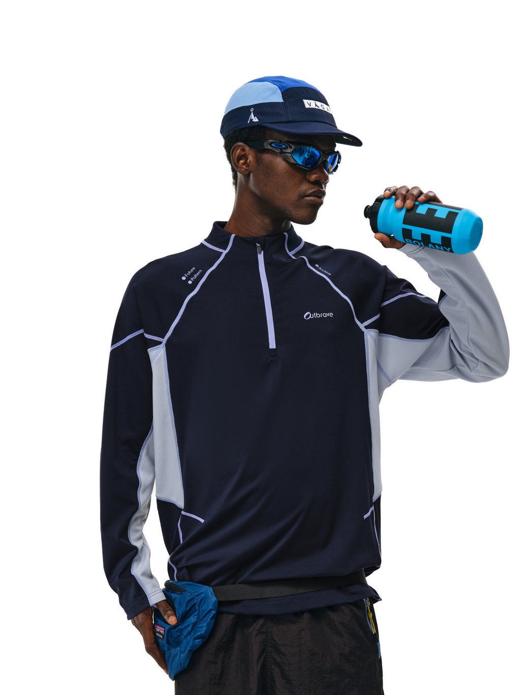 FPA Color-Block Long Sleeve Cycling Shirt - Chinese Streetwear Trendy American Style Half-Zip Autumn Couple Outdoor T-Shirt