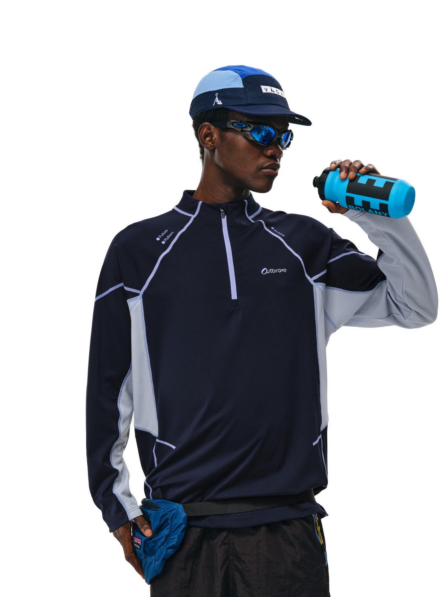 FPA Color-Block Long Sleeve Cycling Shirt - Chinese Streetwear Trendy American Style Half-Zip Autumn Couple Outdoor T-Shirt