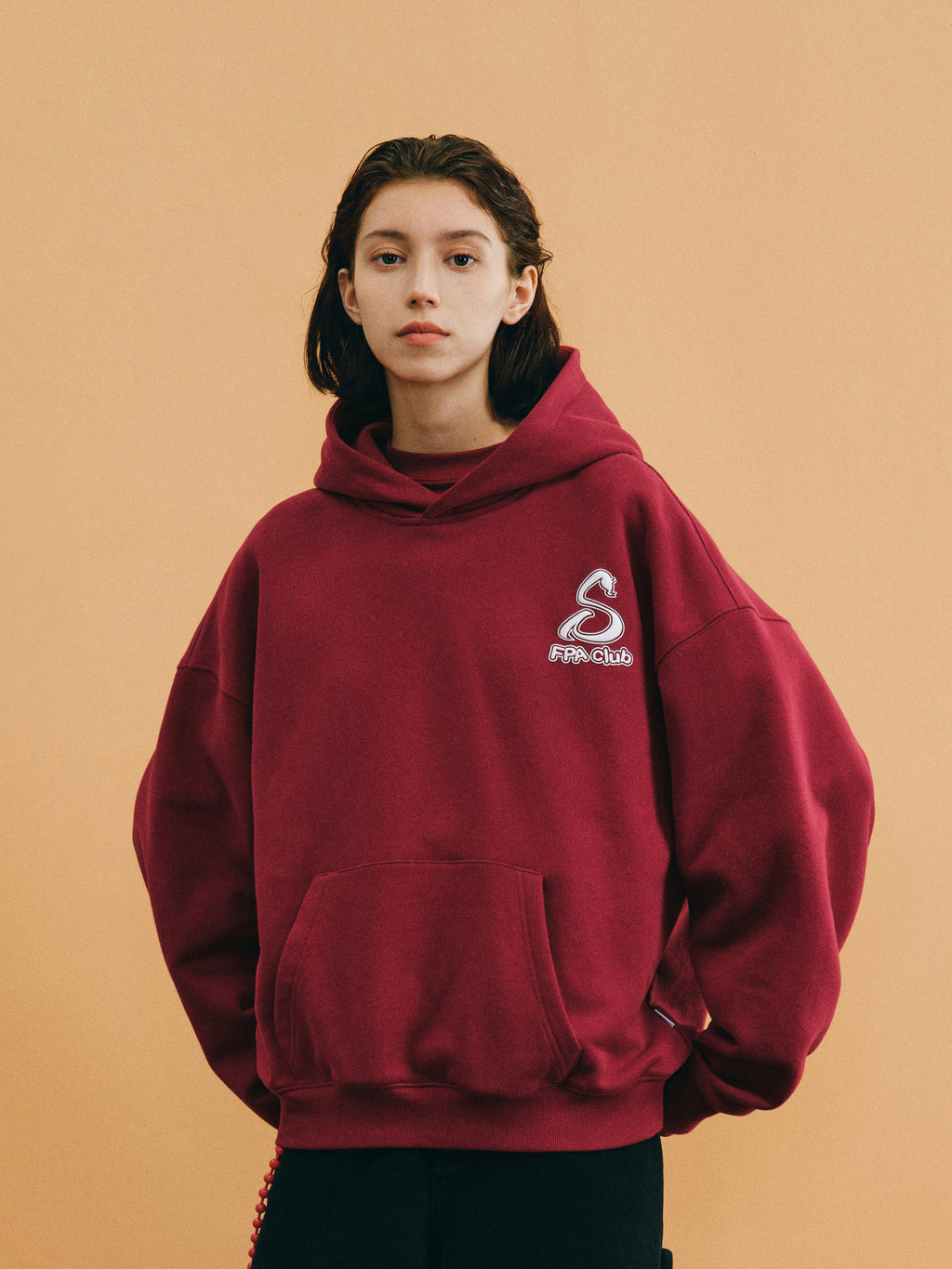 FPA Snake Year Limited Edition Graffiti Typography Hoodie – Chinese New Year Festive Wine Red, Loose Fit, Unisex