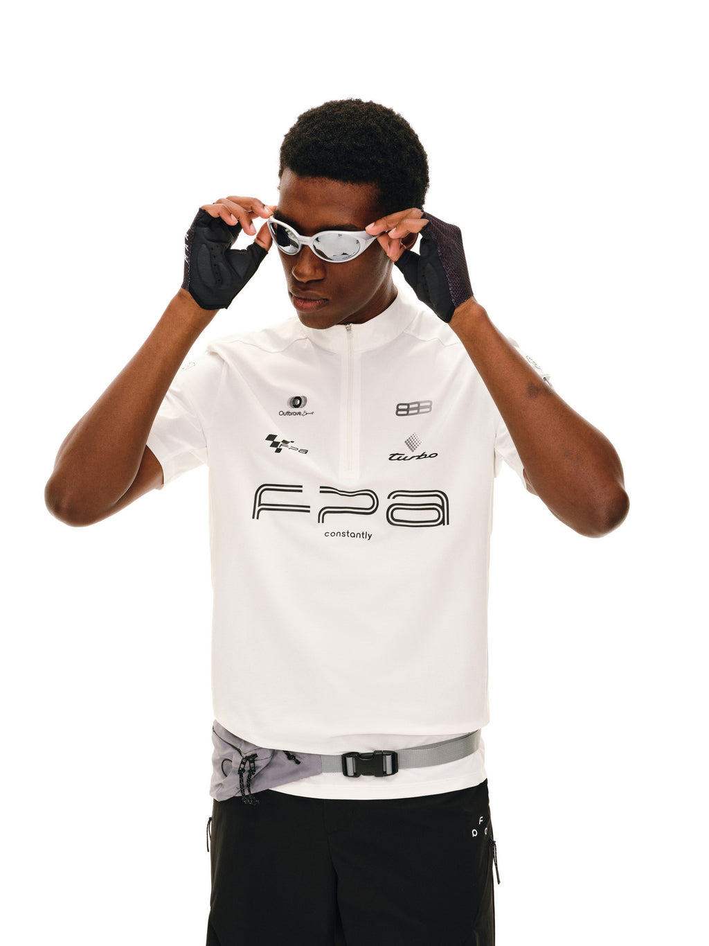 FPA Racing Cycling Half-Zip Short Sleeve T-Shirt – Breathable Quick-Dry Outdoor Summer Print Fitted Couple Tee for Men