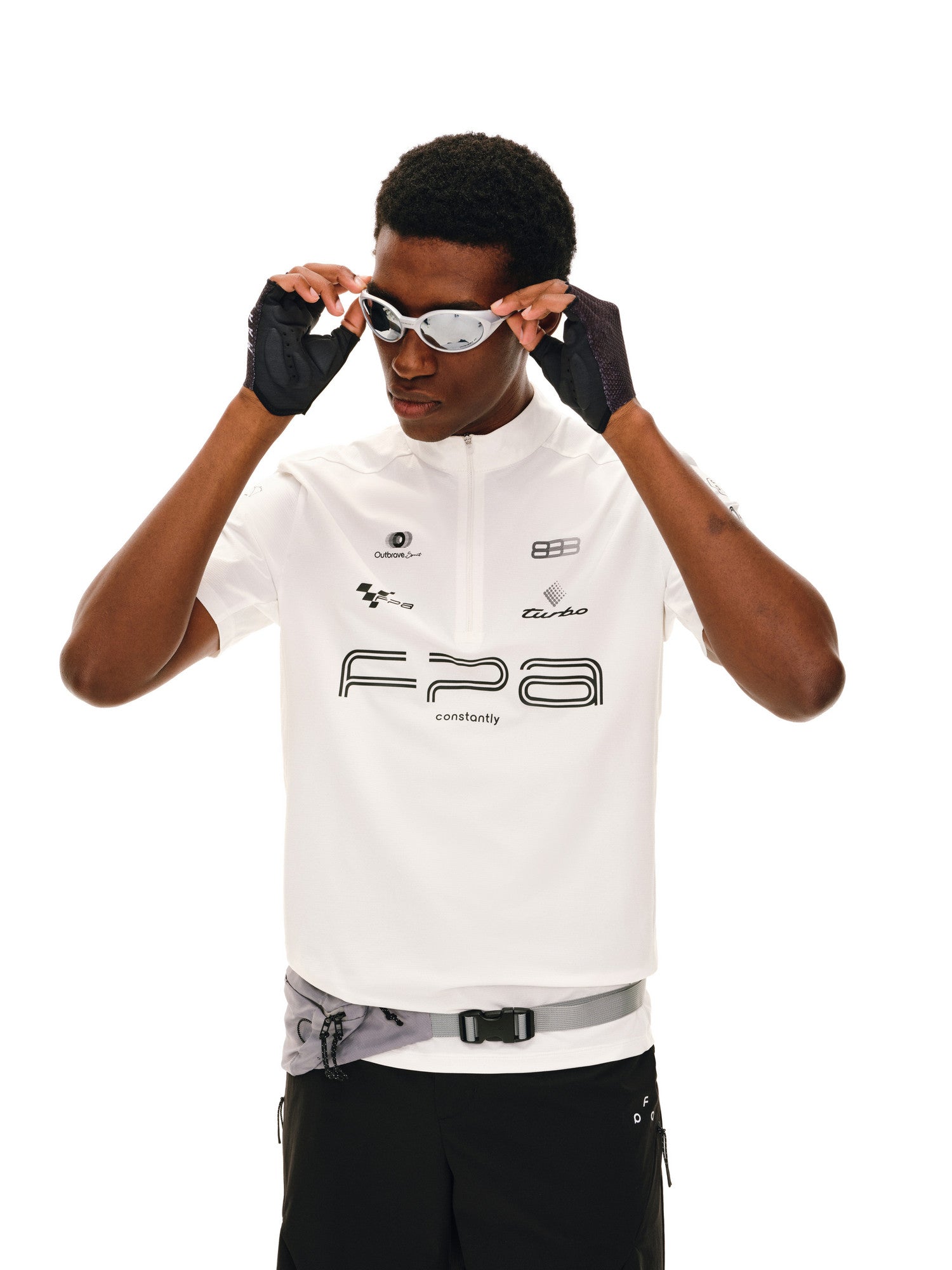 FPA Racing Cycling Half-Zip Short Sleeve T-Shirt – Breathable Quick-Dry Outdoor Summer Print Fitted Couple Tee for Men