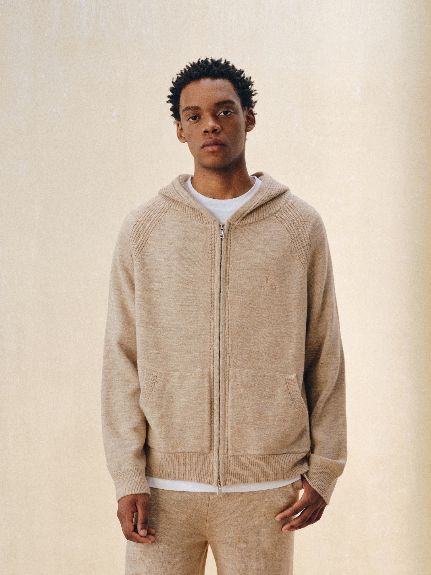 FPA Merino Wool Anti-Pilling Zip-Up Hooded Cardigan Sweater Retro Athletic Casual Knit Jacket