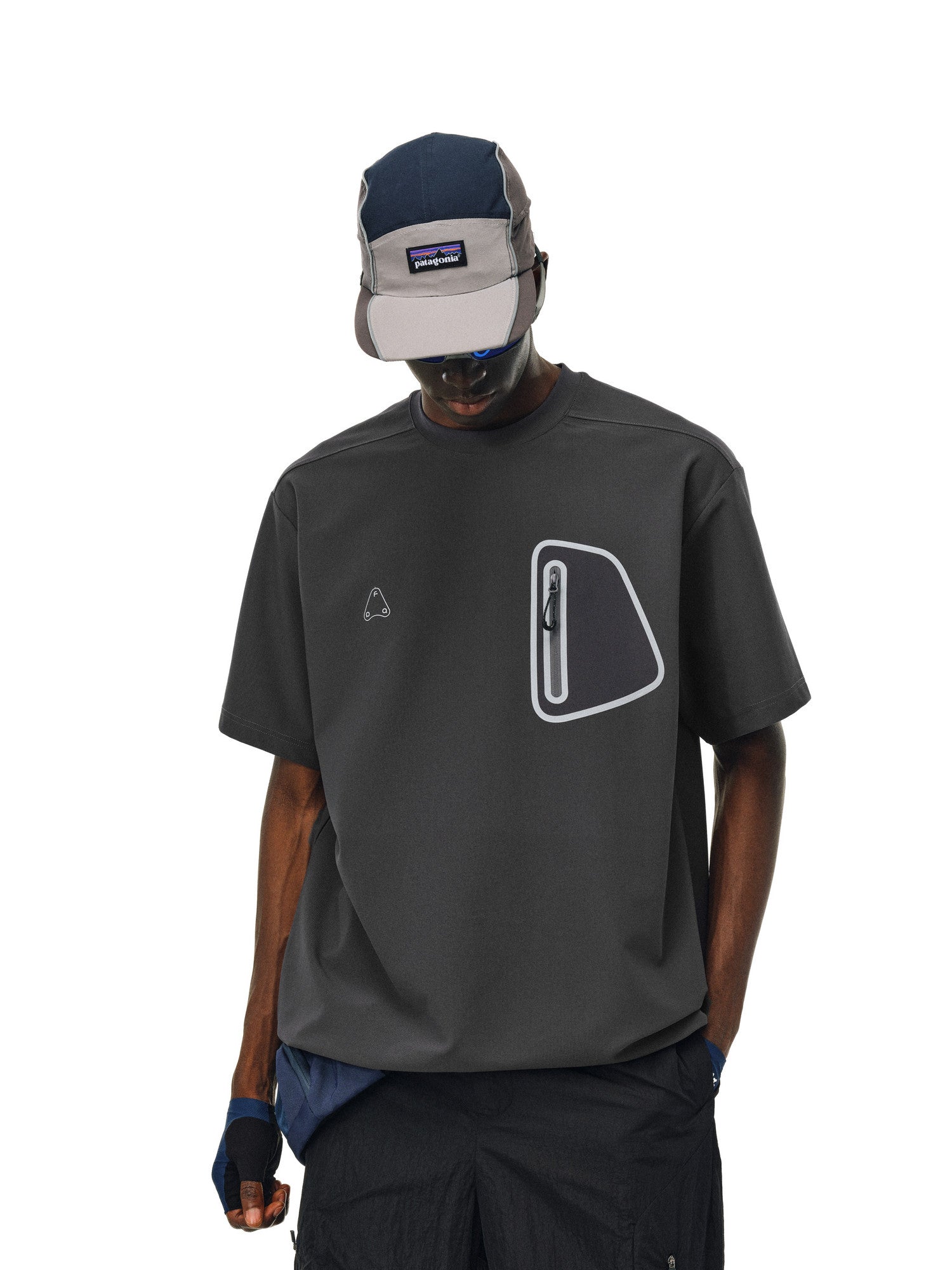 FPA Waffle Textured Pocket Sports Outdoor T-Shirt, Summer Cool Loose Round Neck Chinese Streetwear American Style Short Sleeve Men