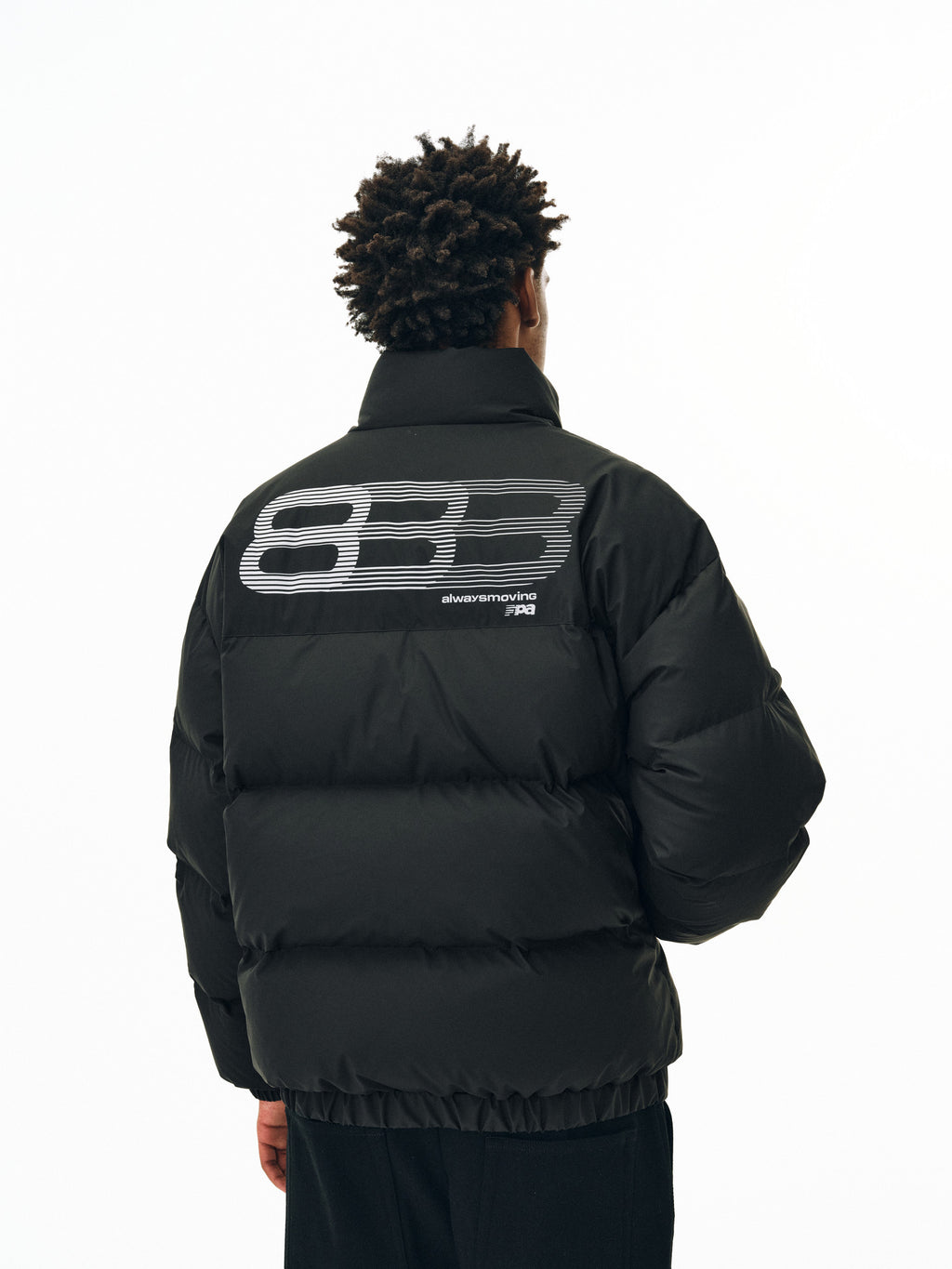 FPA Matte Phantom 8 Logo Basic Cotton Padded Jacket - Winter Thick Warm Stand Collar Cold-Proof Chinese Streetwear Black Cotton Coat