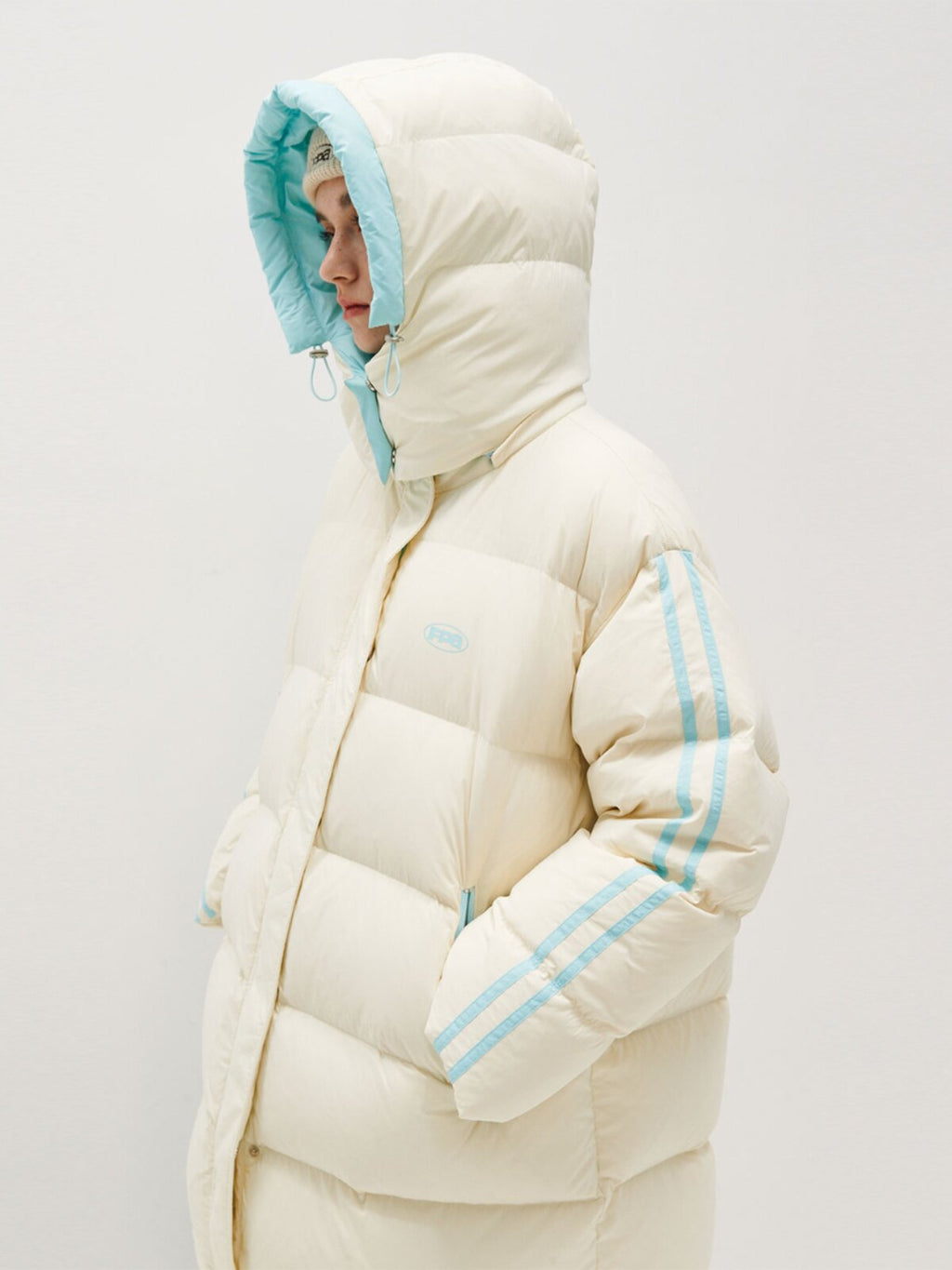 FPA Color-Block Hooded Mid-Length Down Jacket, Chinese Streetwear Brand, Loose Unisex Winter Thick Down Coat for Men
