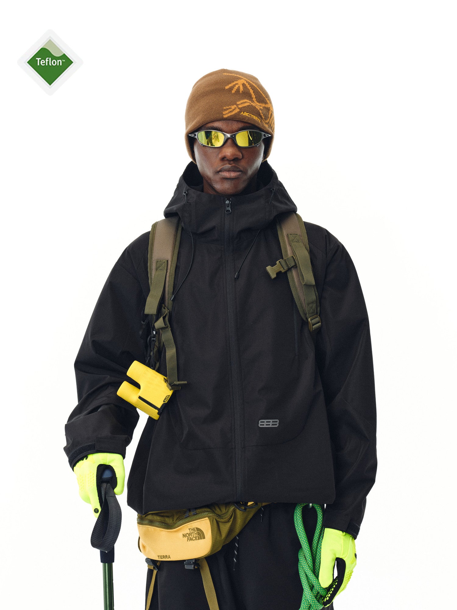 FPA Double-Zip Hooded 3D-Structured Shell Jacket for Outdoor Sports, Windproof