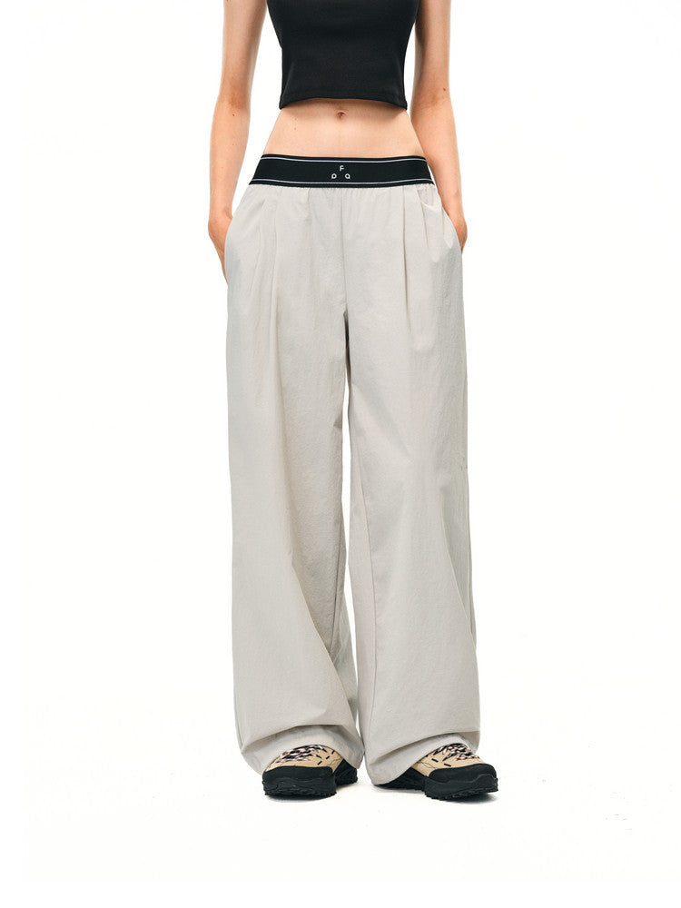 FPA High-Waist Stretch Logo Webbing Quick-Dry Trousers for Women, Chinese Street Style Summer Versatile Outdoor Sports Casual Pants