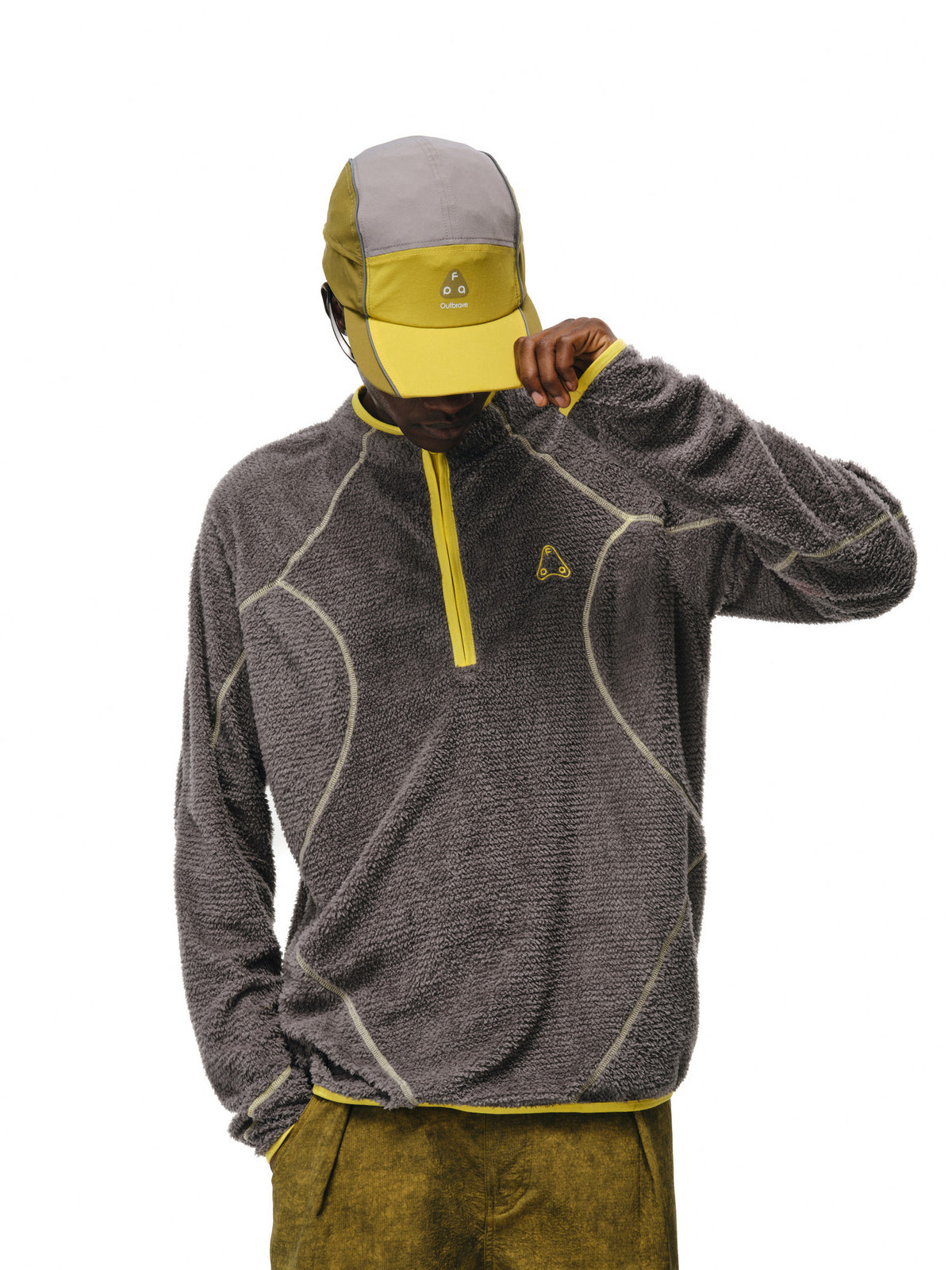 FPA Half-Zip Fleece Outdoor Long-Sleeve Shirt for Spring and Autumn, American Casual Sporty Retro Design Tee