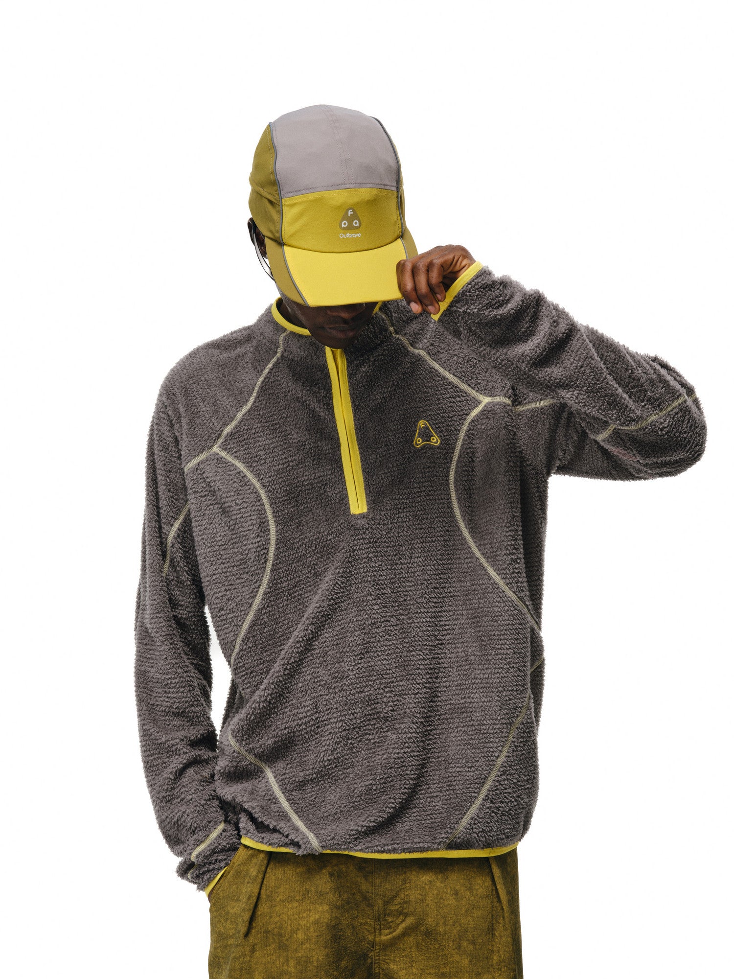 FPA Half-Zip Fleece Outdoor Long-Sleeve Shirt for Spring and Autumn, American Casual Sporty Retro Design Tee