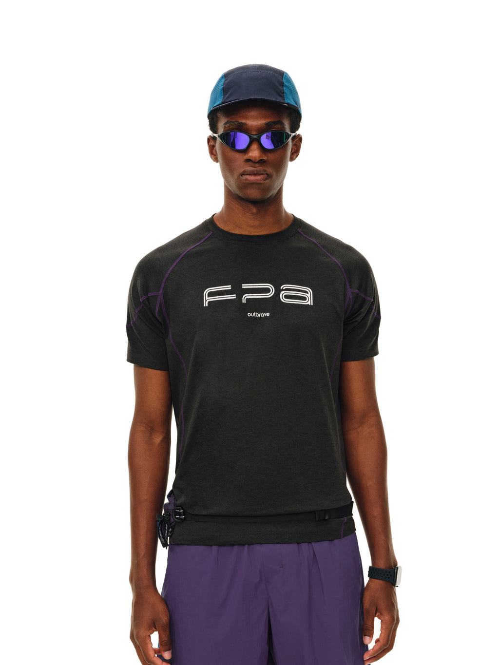FPA Contrast Stitch Slogan Print T-Shirt for Outdoor Sports, Fitness, Running, Round Neck, Regular Fit, Couple Tee for Men