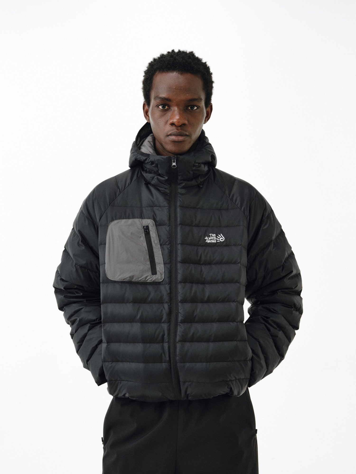 FPA DuPont Three-Proof Quilted Down Hooded Jacket – Winter American Style Black Loose Lightweight Down Coat for Men