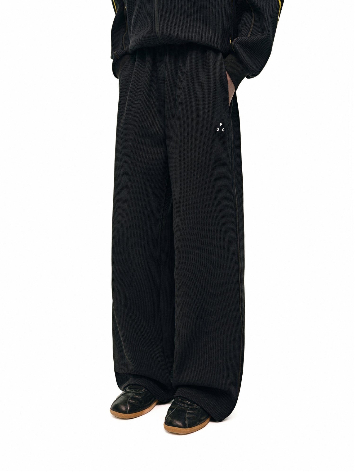 FPA Waffle Fleece Color-Block Lounge Pants Set - Fall Basic Logo Color-Block Wide-Leg Casual Pants for Men