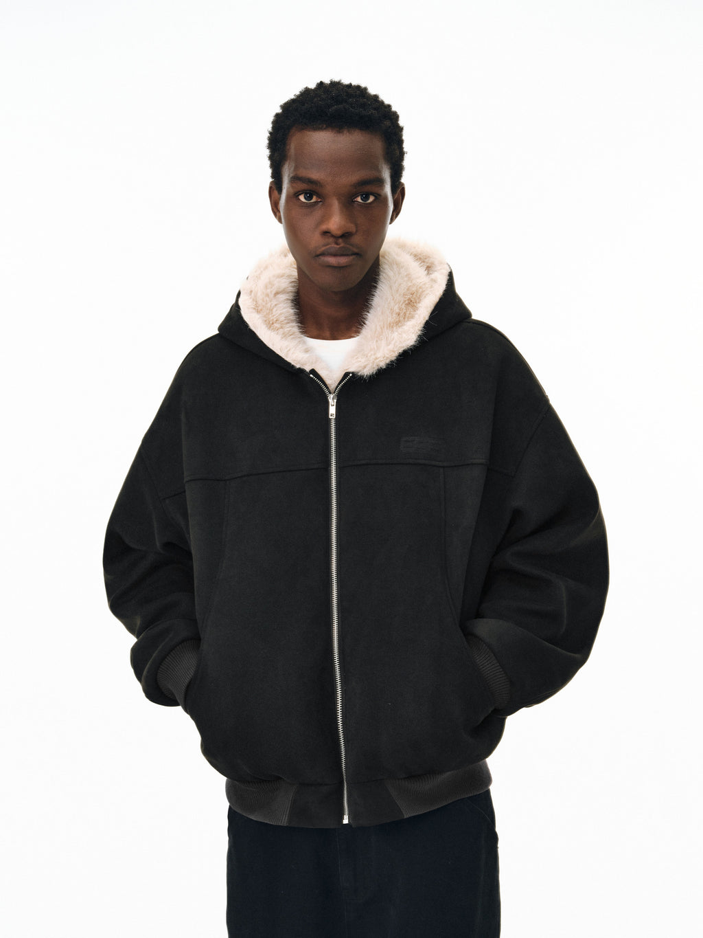 FPA Suede Quilted Cotton Jacket with Fur-Trimmed Hood, 2024 Fall/Winter New Arrival, American Style, Thickened Warm Coat