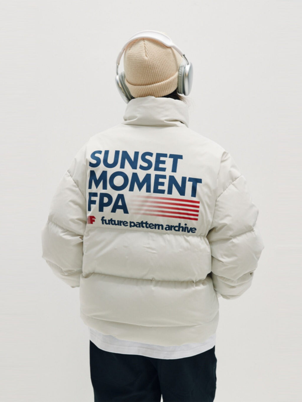 FPA Gradient Print Down Jacket - Chinese Streetwear Trend, Loose Fit, Winter Thickened, Stand Collar, Unisex Coat