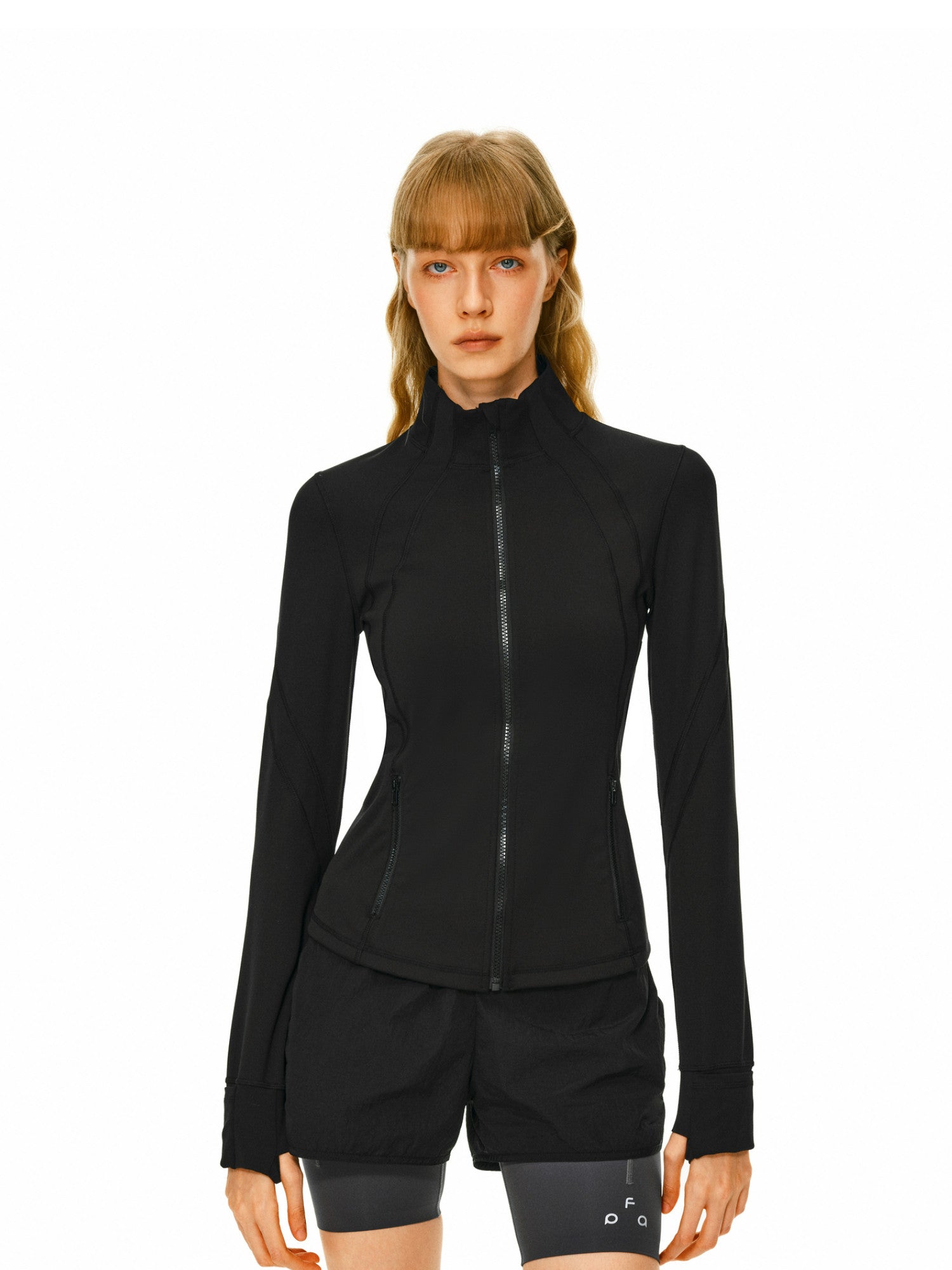 FPA High-Stretch Skin-Friendly Stand Collar Running Jacket for Women, Spring/Fall Casual Outdoor Sports Slim Fit Long Sleeve Coat