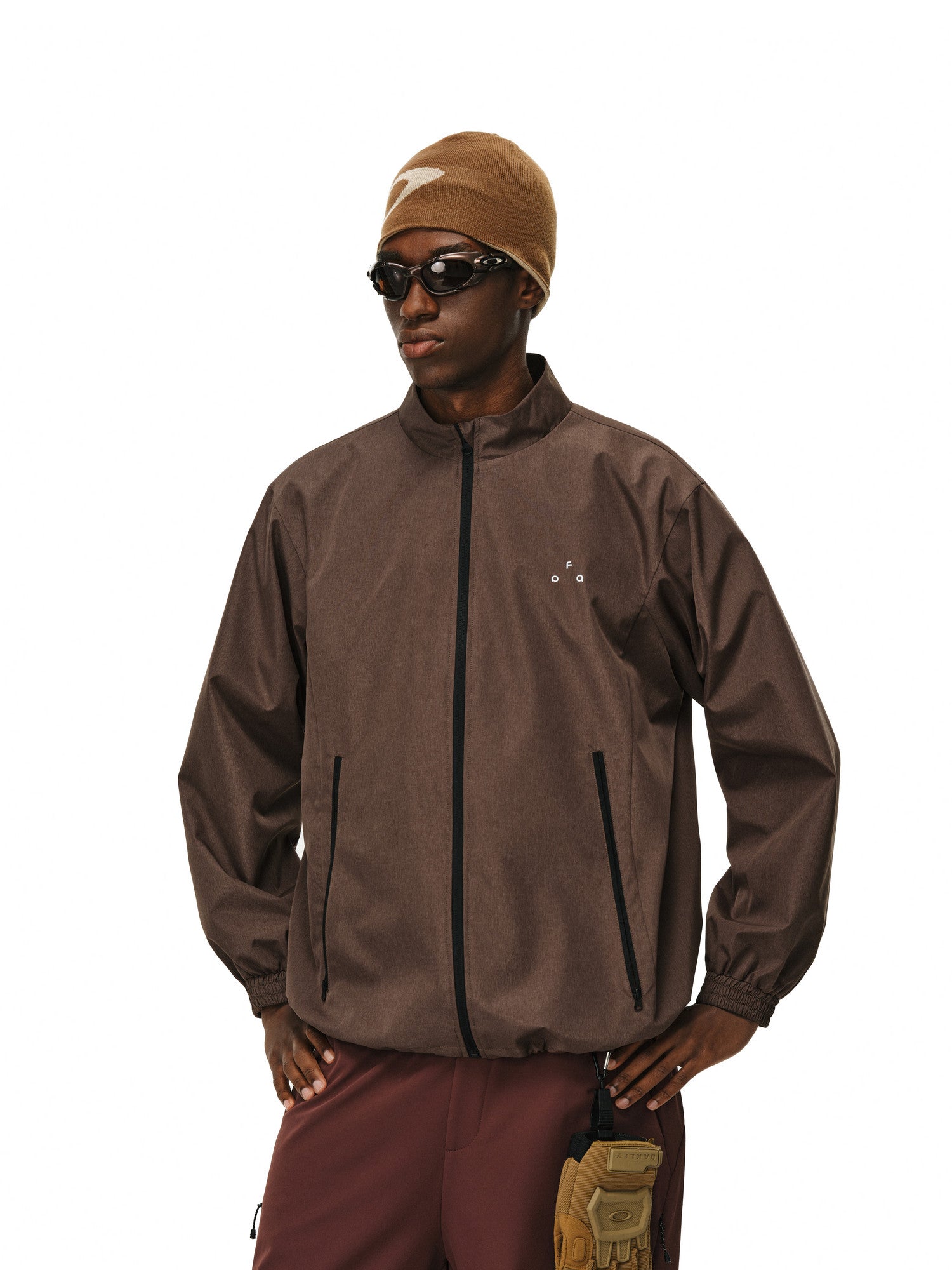 FPA Tree Bark Texture Waterproof Windproof Training Half-Zip Jacket, Autumn Lightweight Basic Outdoor Sports Coat for Men