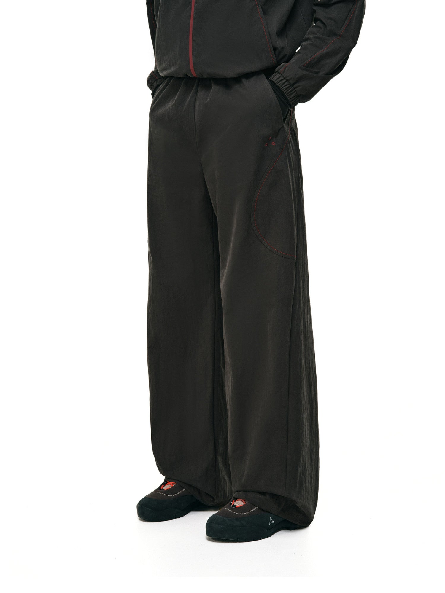 FPA Rice Grain Stitch Contrast Cotton-Nylon Curved-Line Trousers 2026 New Fall Loose Wide-Leg Casual Pants