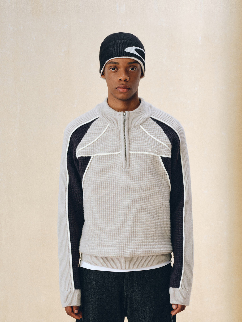 FPA Half-Zip Sports Outdoor Color-Block Knit Sweater – Retro Unisex Pullover for Spring/Autumn