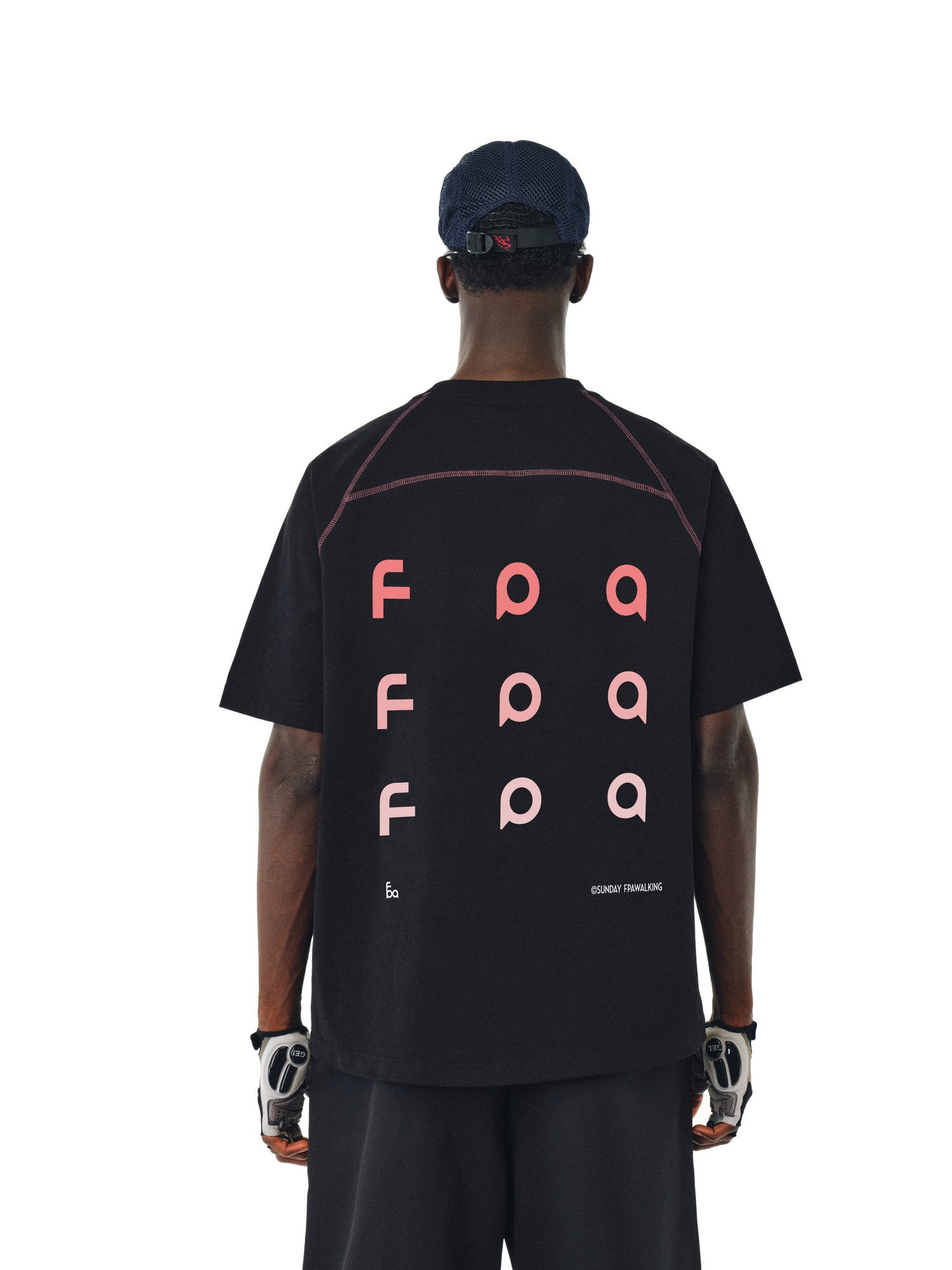 FPA Contrast Stitch Raglan Logo T-Shirt – Chinese Streetwear Summer Loose Round Neck Heavyweight Couple Casual Short Sleeve