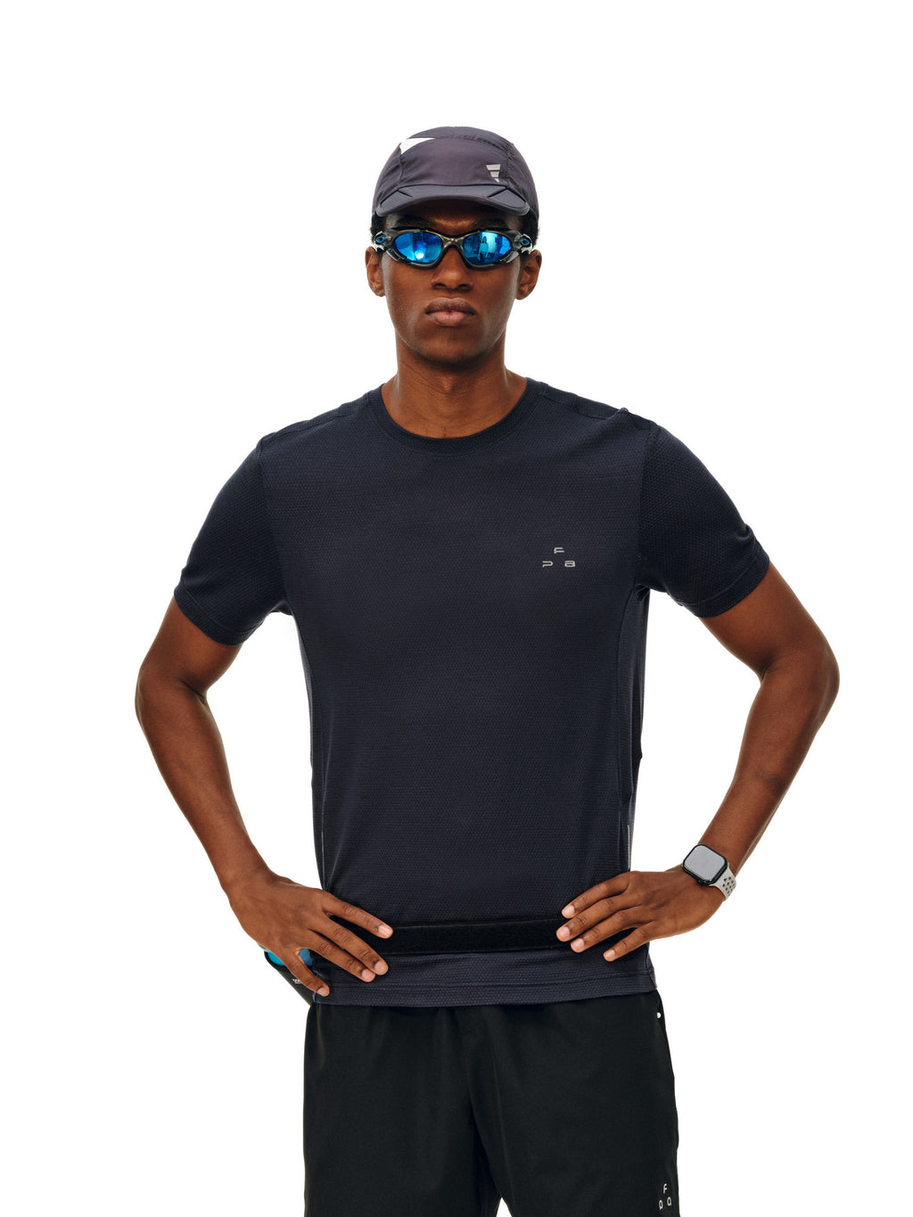 FPA Textured Lyocell Athletic Short Sleeve T-Shirt - Summer Casual Couple Round Neck Basic Logo Print Tee for Men