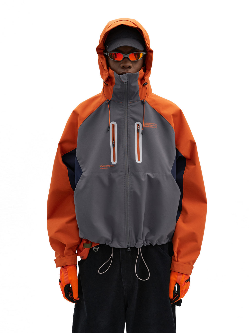 FPA Color-Block Windbreaker Jacket - Three-Proof Cocoon Style, Chinese Trend Outdoor Sports Pink Jacket