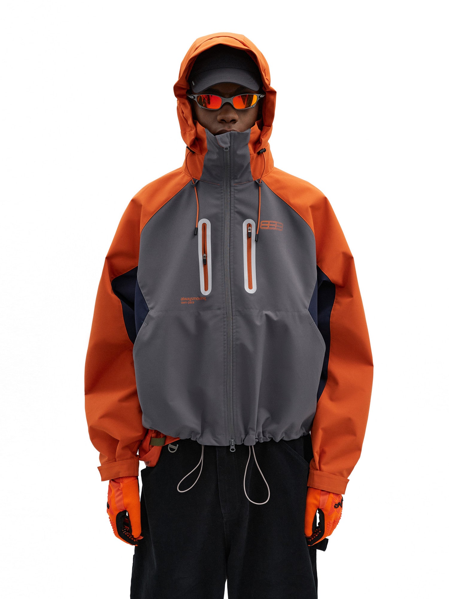 FPA Color-Block Windbreaker Jacket - Three-Proof Cocoon Style, Chinese Trend Outdoor Sports Pink Jacket