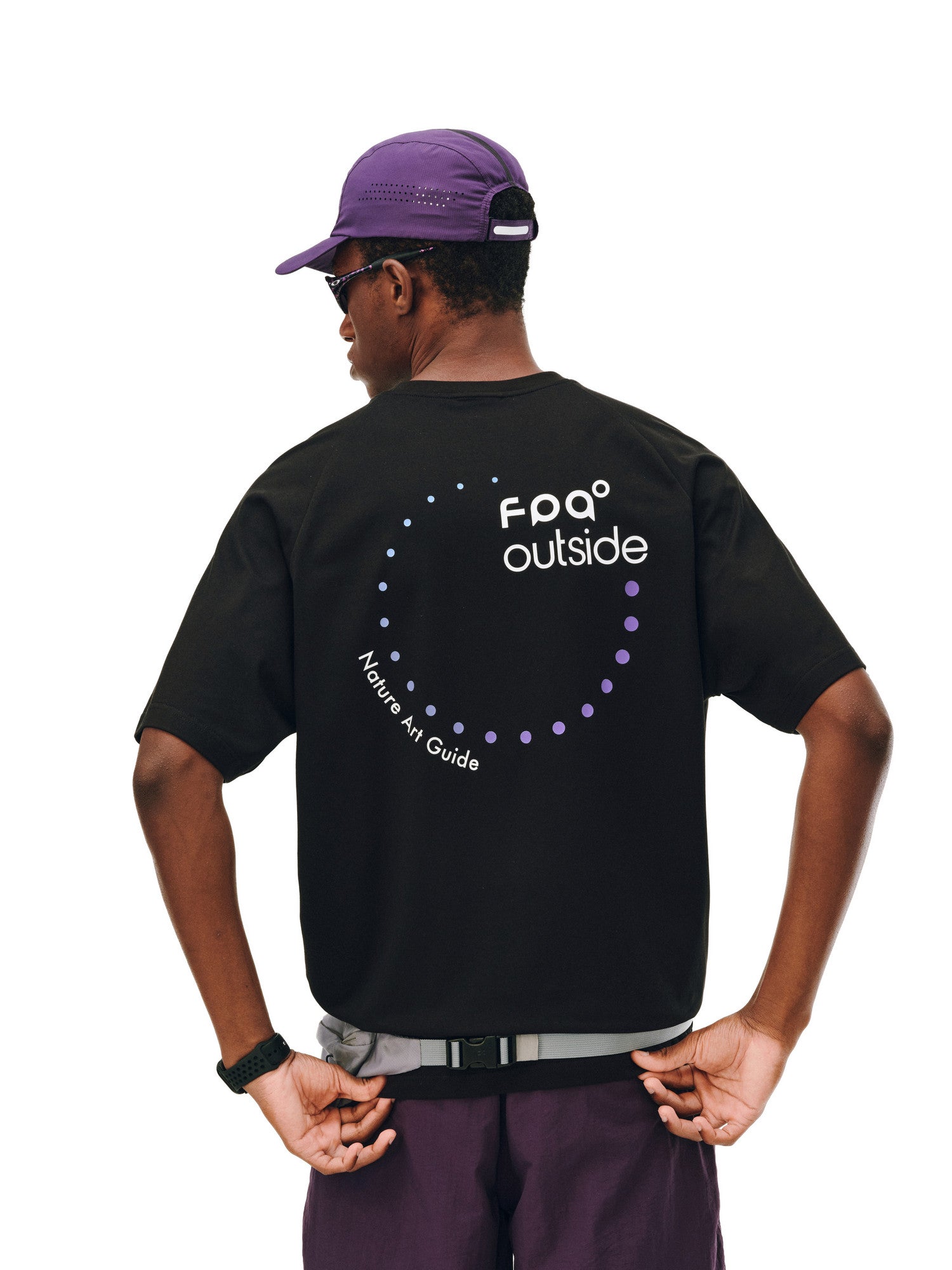 FPA Polka Dot COOLMAX Graphic Slogan Short Sleeve T-Shirt for Outdoor Sports, Round Neck, Unisex, Black and White