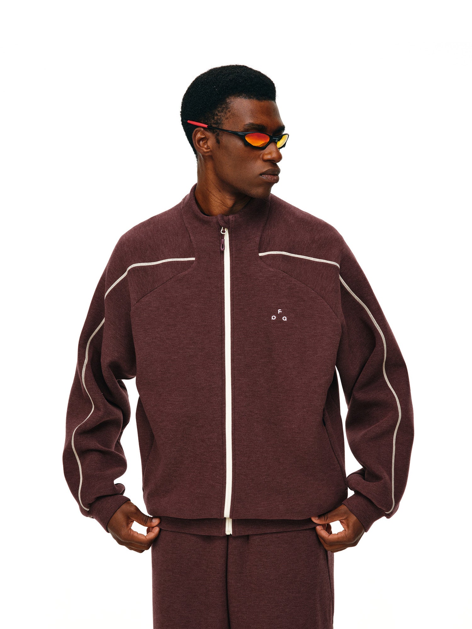FPA Light Fleece Double-Sided Space Cotton Stand Collar Hoodie - Spring/Fall Sports Color-Block Zipper Casual Cardigan for Men