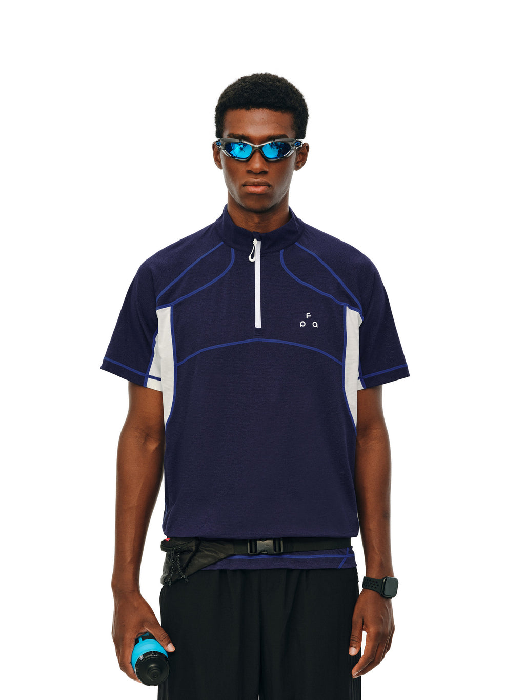 FPA7A Antibacterial Cycling Mesh Breathable Sports Contrast Stitch Short Sleeve Quick-Dry Cool Touch T-Shirt for Men