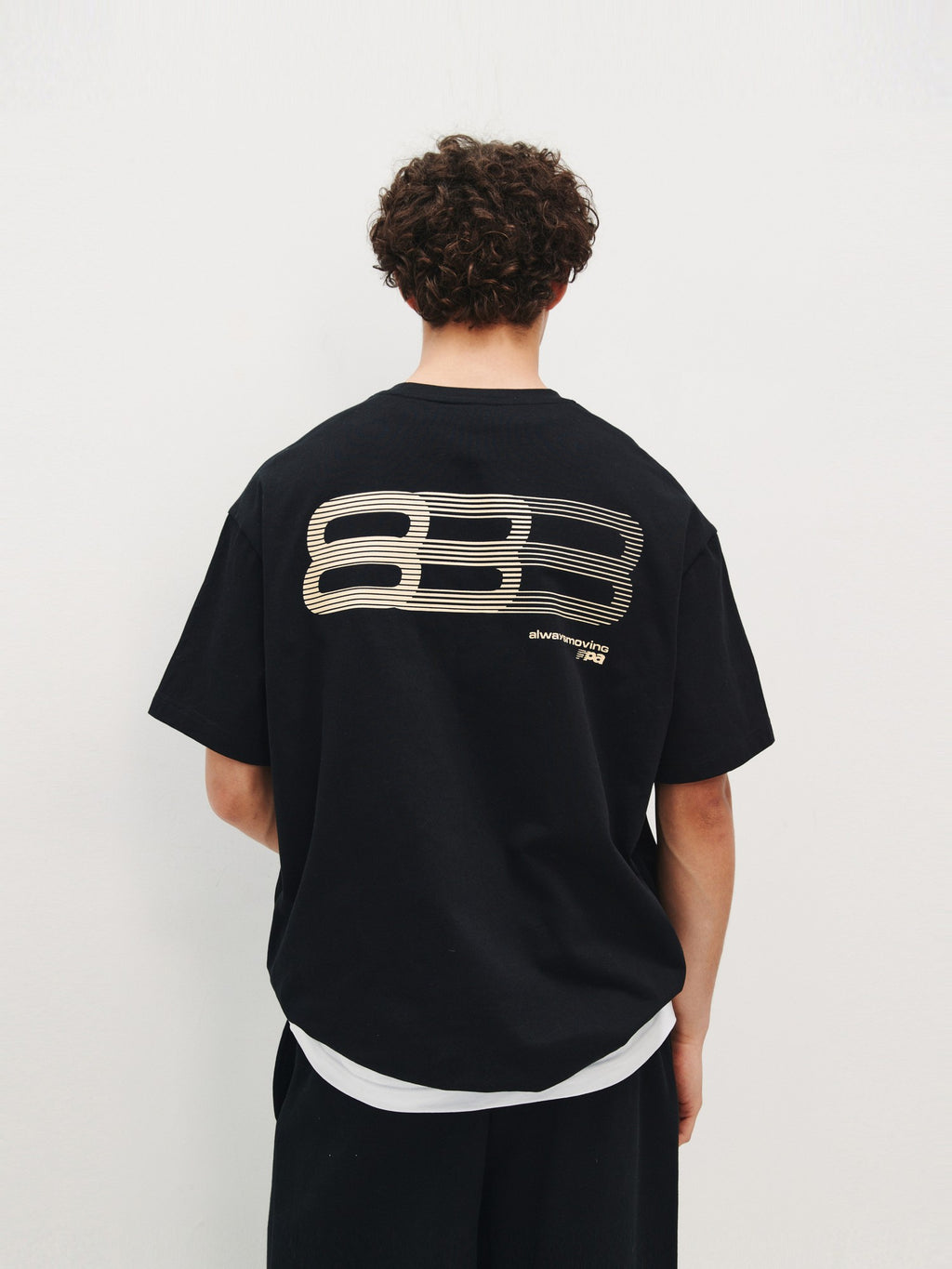 FPA Haze Blue Gradient Track Short Sleeve T-Shirt, Chinese Streetwear Trend, American Style, Couple Summer Loose Round Neck Tee for Men