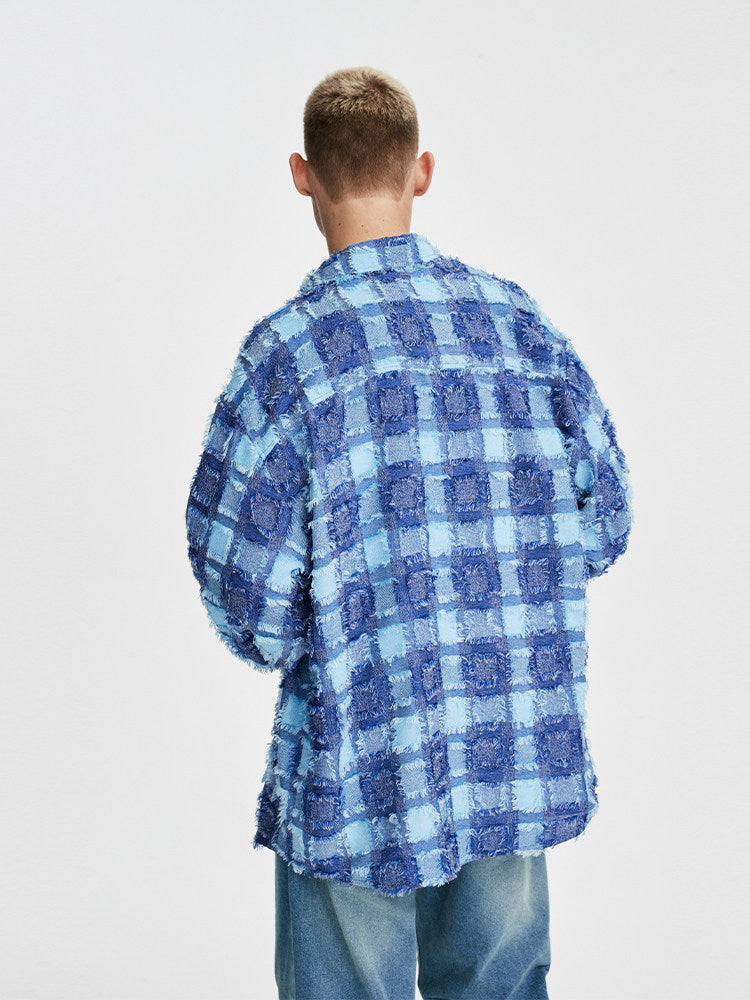 FPA Tassel Plaid Long-Sleeve Shirt - Chinese Streetwear Trendy Casual Autumn Women's and Men's Loose Fit Jacket