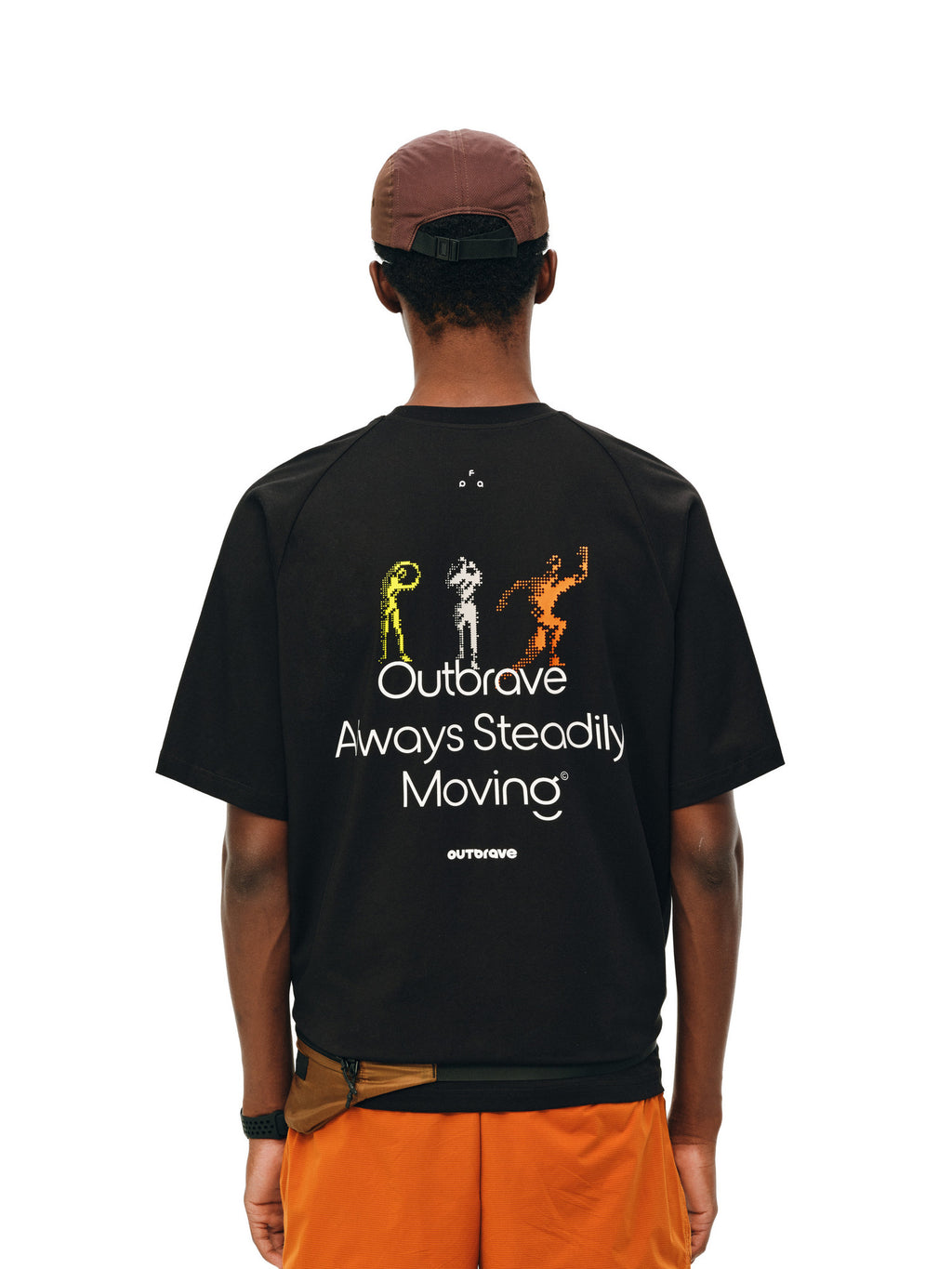 FPA Running Pattern Contrast Color COOLMAX Sports T-Shirt Outdoor Cool Touch Breathable Crew Neck Couple Style Summer Short Sleeve