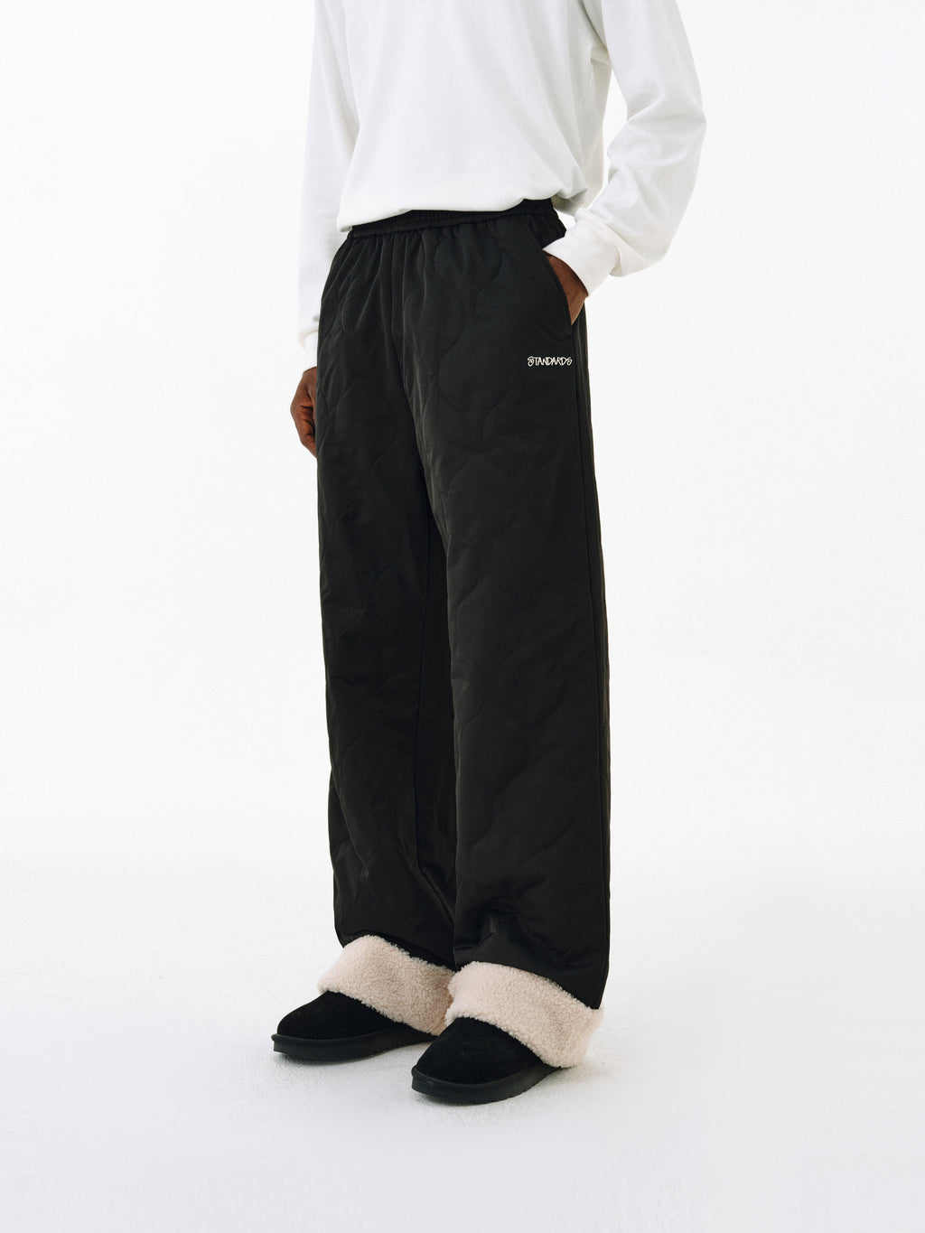 FPA Heavy-Duty Water-Repellent Quilted Cotton Pants with Fleece Lining – Winter Thickened Warm Streetwear Loose Straight-Leg Trousers
