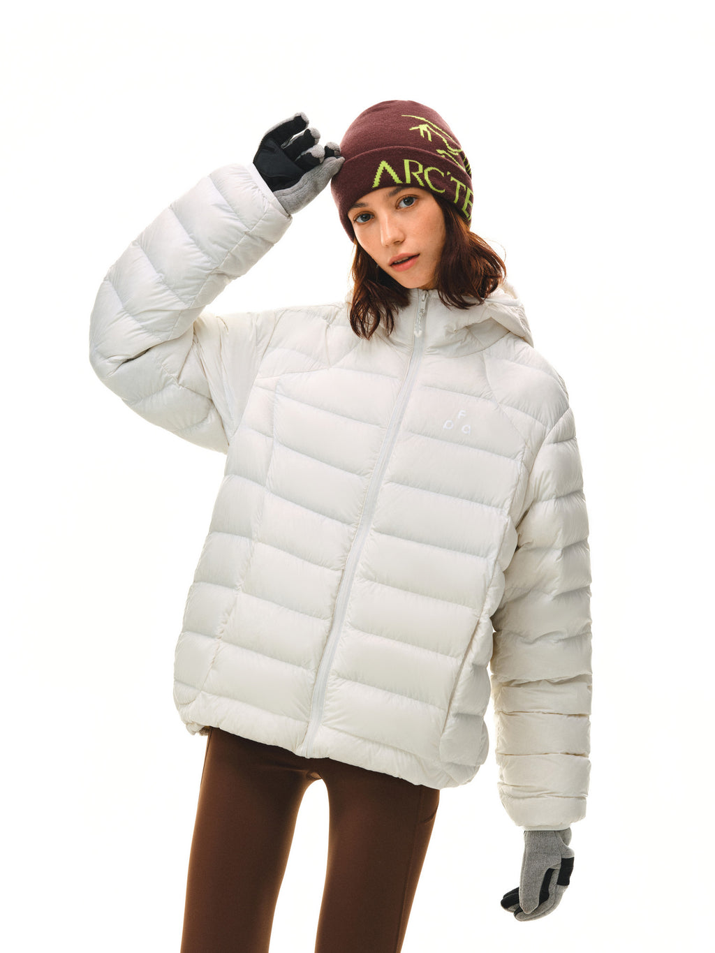FPA Brand Triangle Logo Hooded Down Jacket - Autumn/Winter Sports Lightweight Warm Couple Ribbed Down Coat for Men