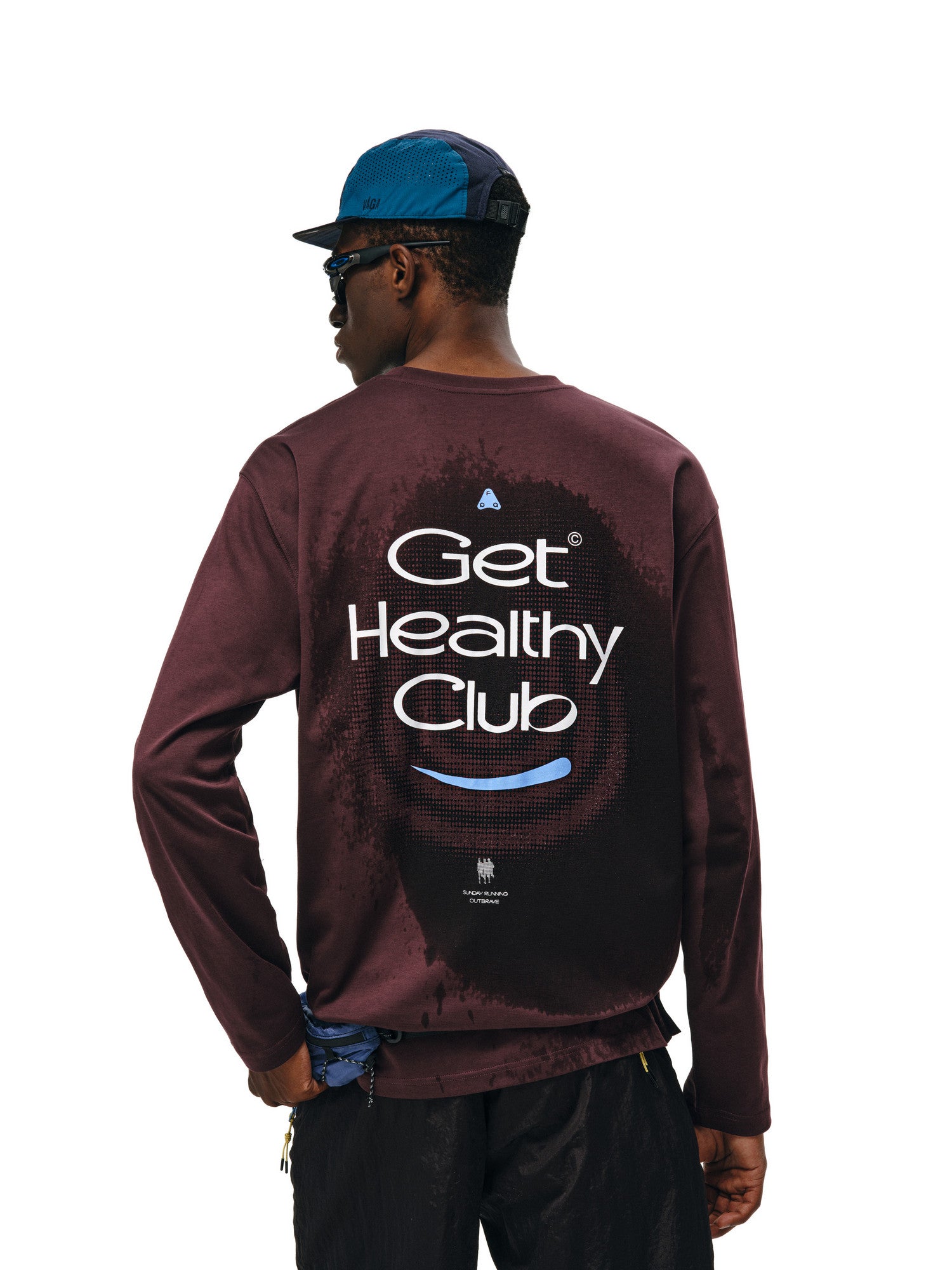 FPA Moisture-Wicking Quick-Dry Printed Long-Sleeve T-Shirt with Water-Activated Print, Outdoor Spring/Fall, Couple Style, Wine Red
