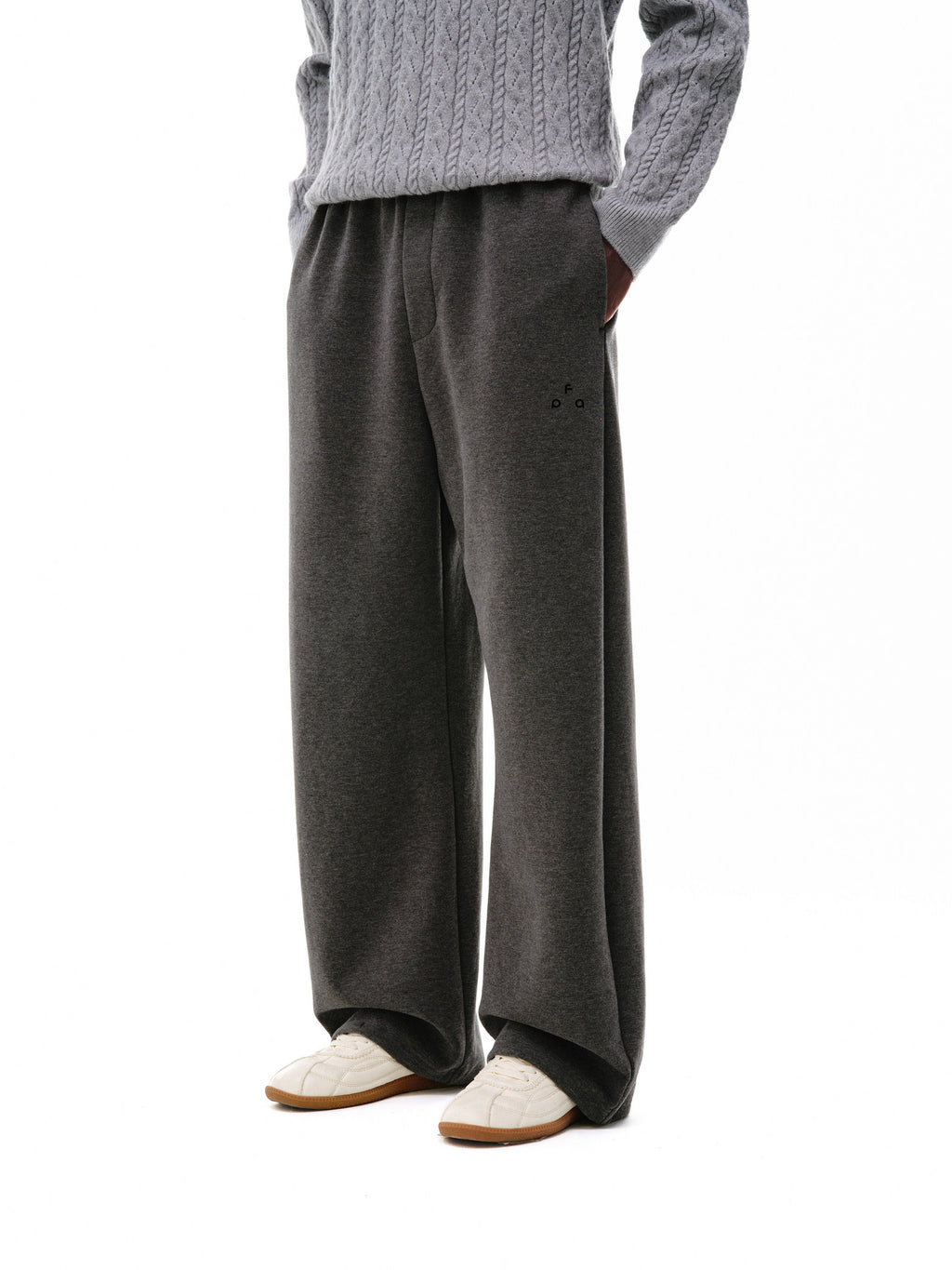 FPA Curved Sweatpants Knitted Textured Fleece Lounge Pants Straight Wide Leg Casual Basic Premium Versatile Trousers