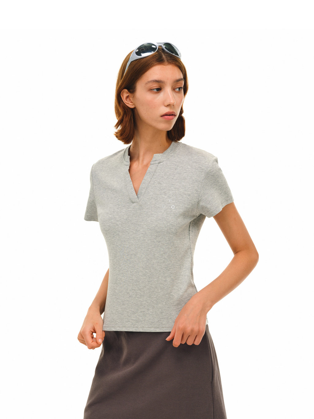 FPA Xinjiang Combed Cotton Basic Short Sleeve Women's Summer Athletic Quick-Dry V-Neck Logo Cropped Slim-Fit Casual T-Shirt