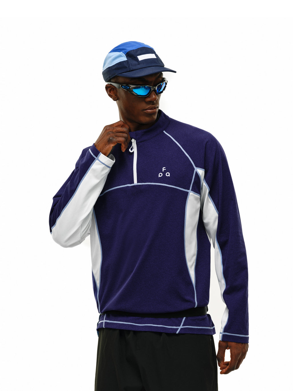 FPA Color-Block Half-Zip Long-Sleeve Top – Spring Minimalist Design Mock Neck Unisex T-Shirt