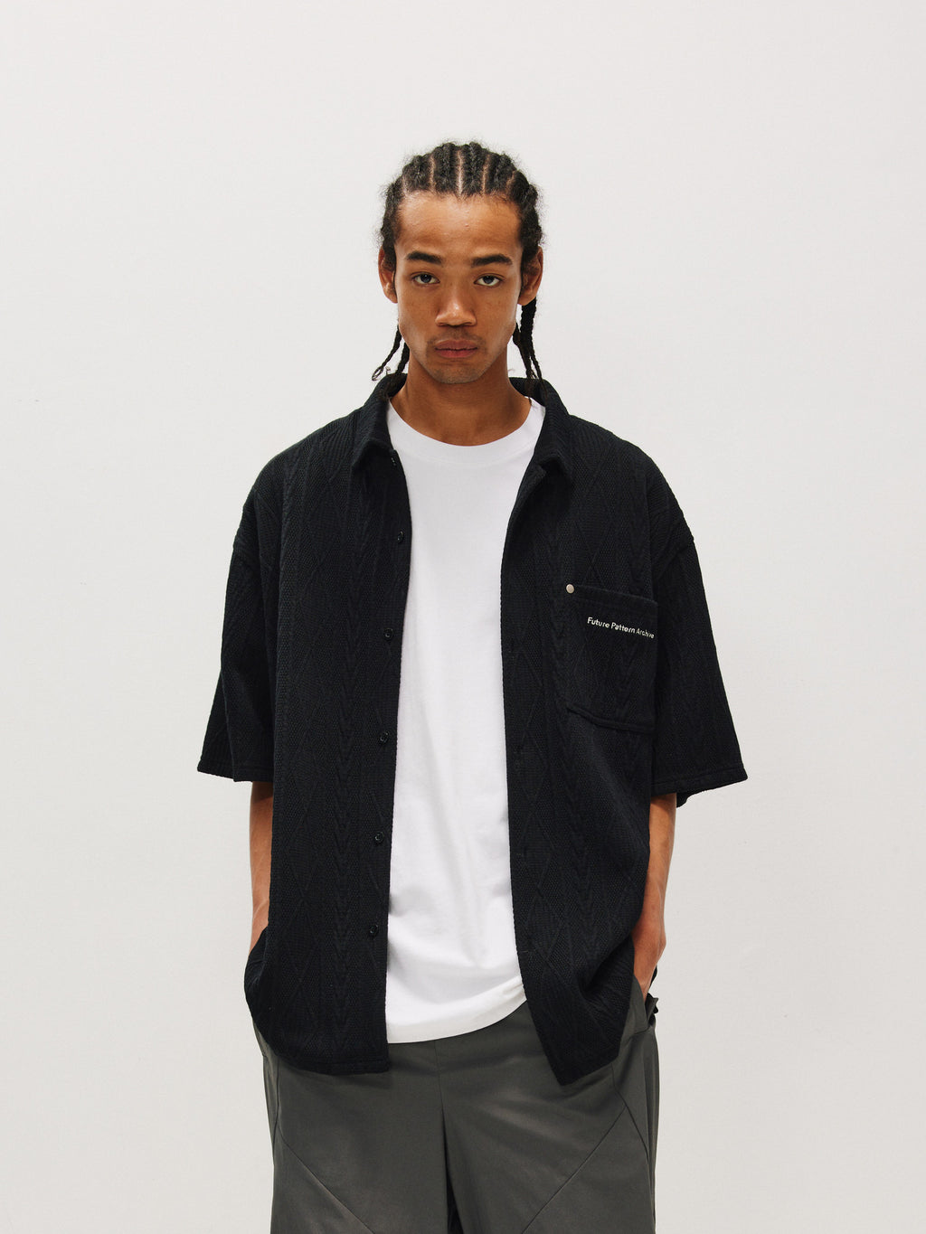 FPA Textured Casual Short-Sleeve Shirt – Chinese Streetwear Summer Couple Loose-Fit Camp Collar Half-Sleeve Shirt for Men