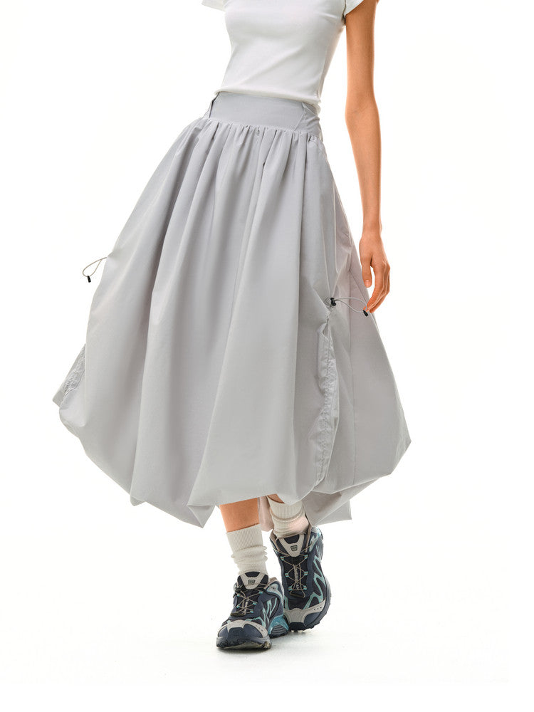 FPA Waterproof Breathable Casual Puffy Bubble Skirt 2026 New Loose Wide Waistband Black Skirt for Women