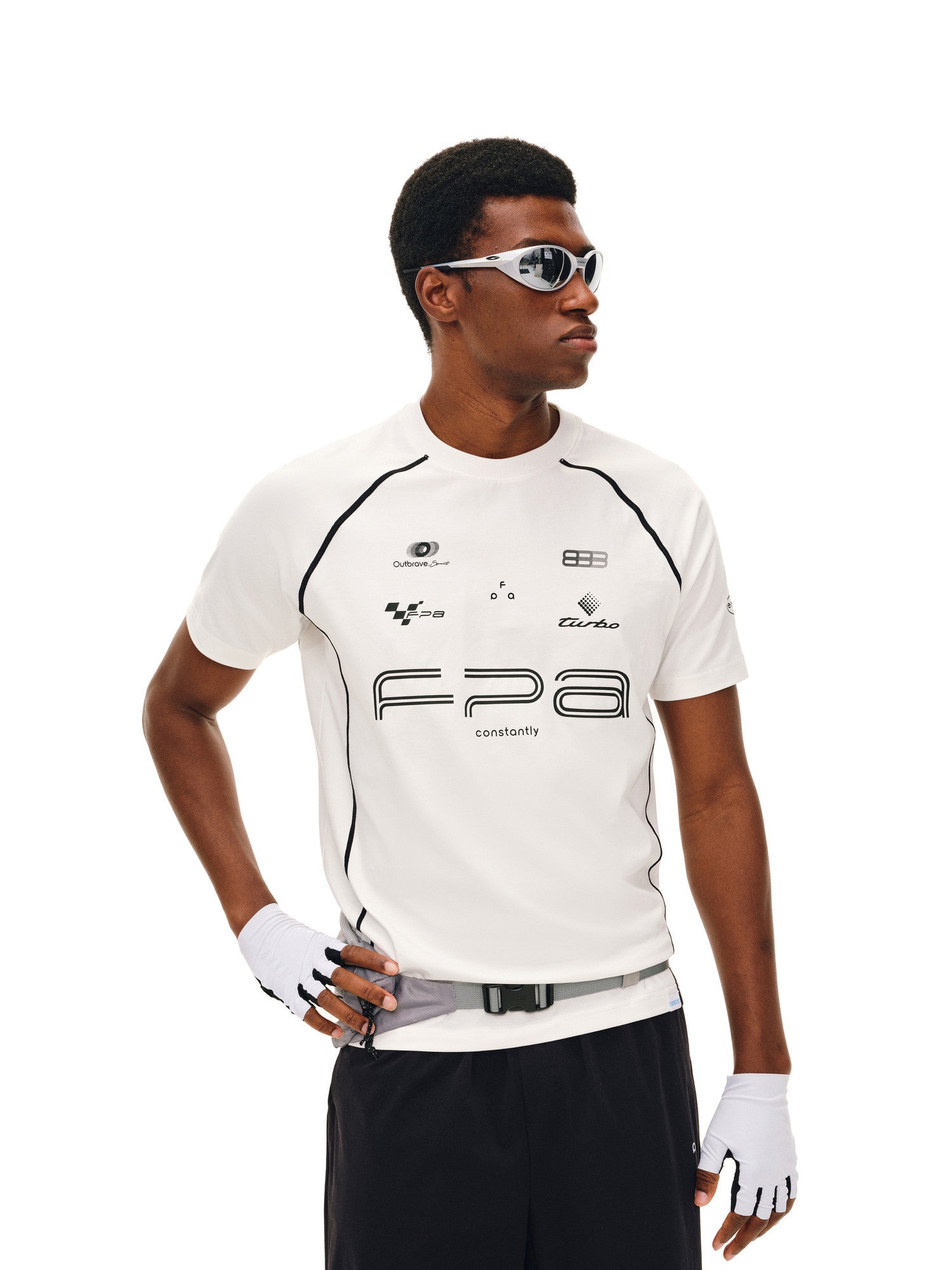 FPA COOLMAX Racing Contrast Stripe Athletic Short Sleeve Tee – Summer Quick-Dry Cool-Touch Fitted Crew Neck T-Shirt for Men