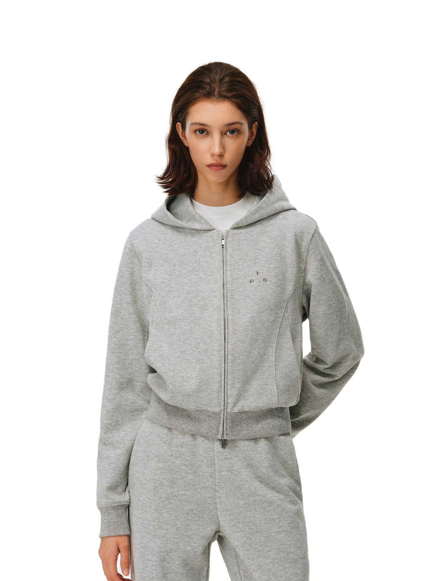 FPA Double Zipper Hooded Cropped Fleece Sweatshirt
