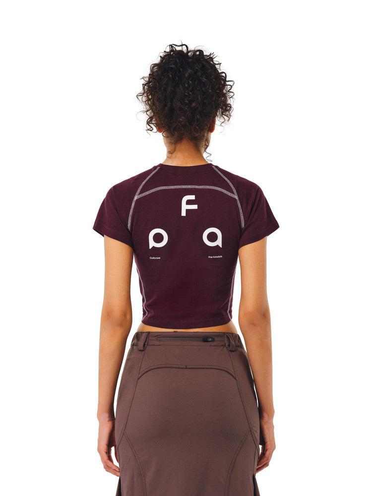 FPA Sports Hasu Line 7A Antibacterial Logo Short Sleeve Summer T-Shirt for Women, Trendy Cropped Slim Fit Crew Neck