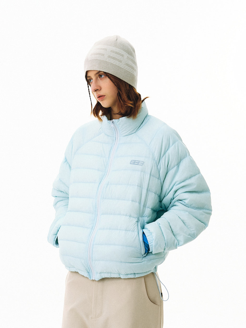 FPA Cocoon Lightweight Short Down Jacket for Autumn/Winter, Couple Loose Stand Collar Warm Chinese Streetwear Trend Down Coat